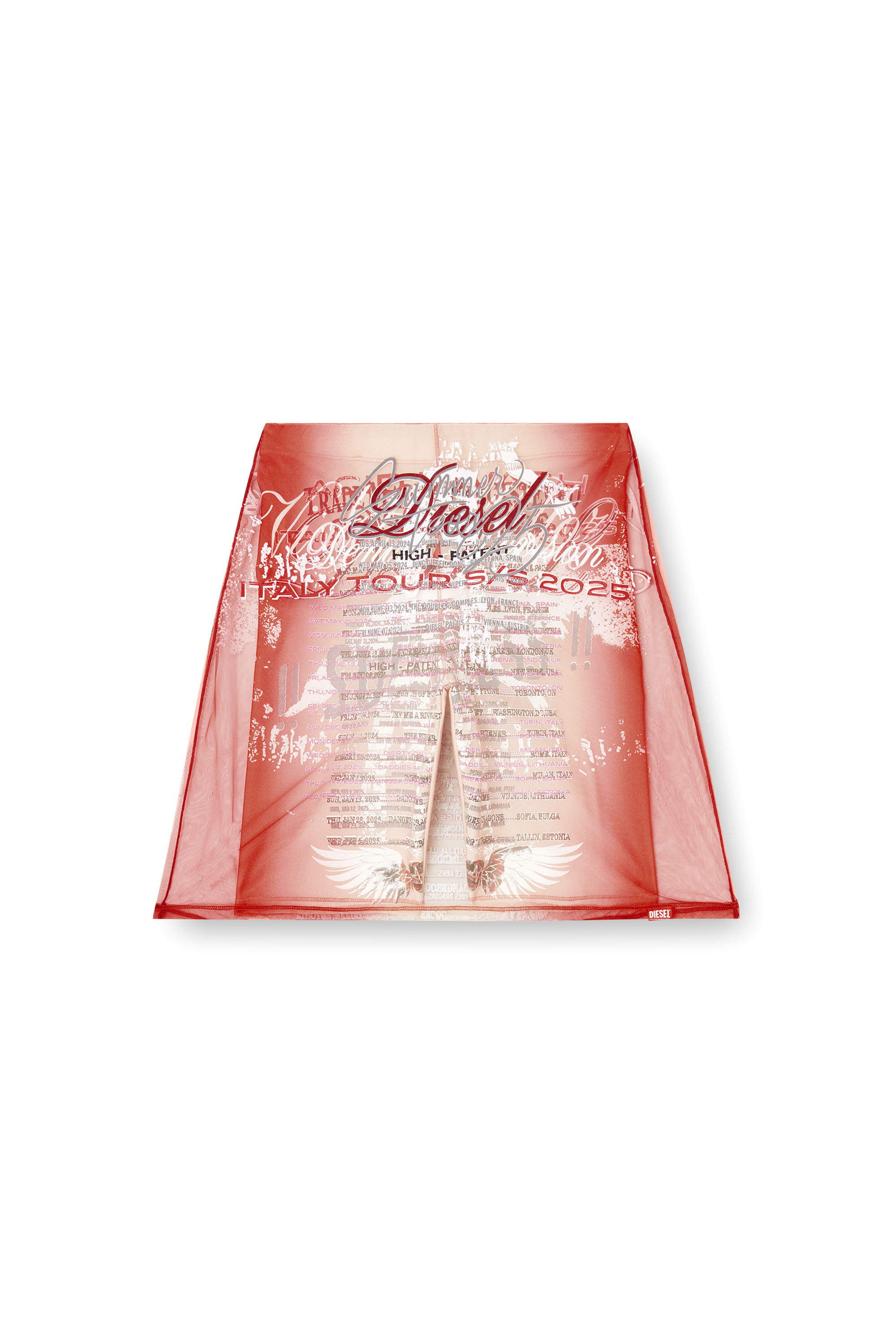 O-LYMPIAC, Pink Diesel - O-LYMPIAC, Woman's Layered skirt with lyrics print in Pink - 2