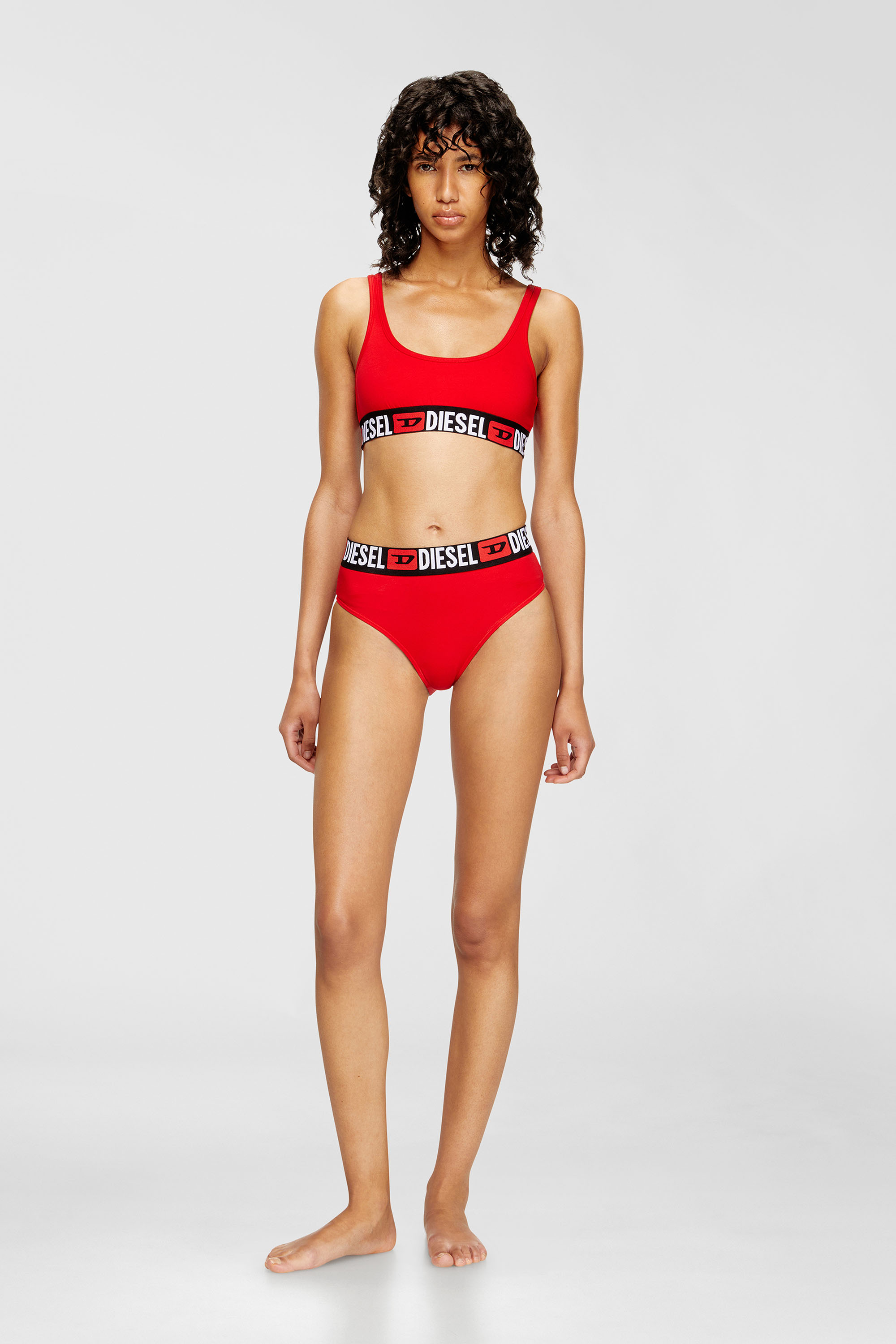 Diesel - UFSB-ORIBA, Woman's Cotton bralette with logo in Red - 2