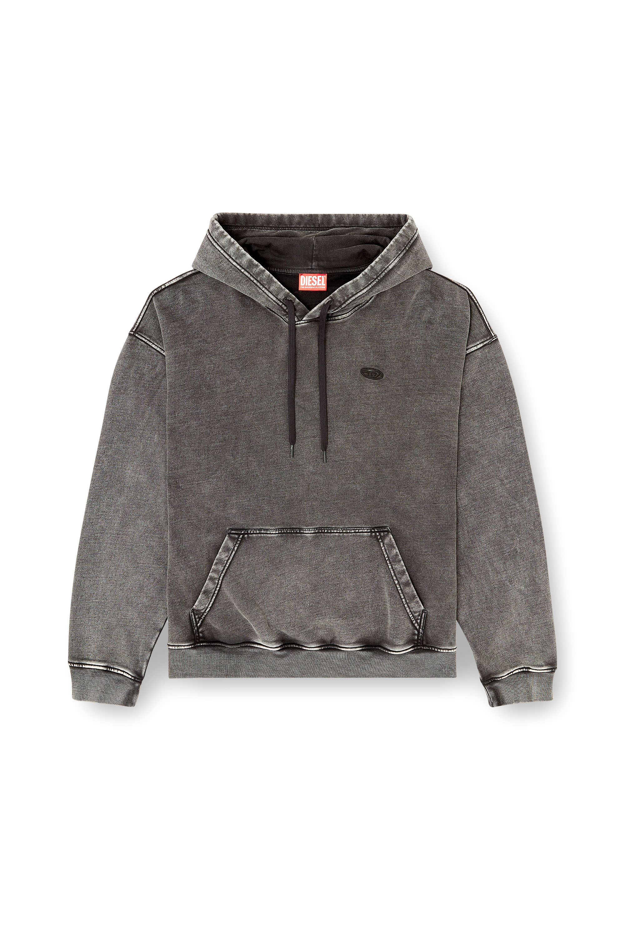 Diesel - S-BOXT-HOOD-DEN, Man's Hoodie with raw-cut back patch in Dark grey - 2