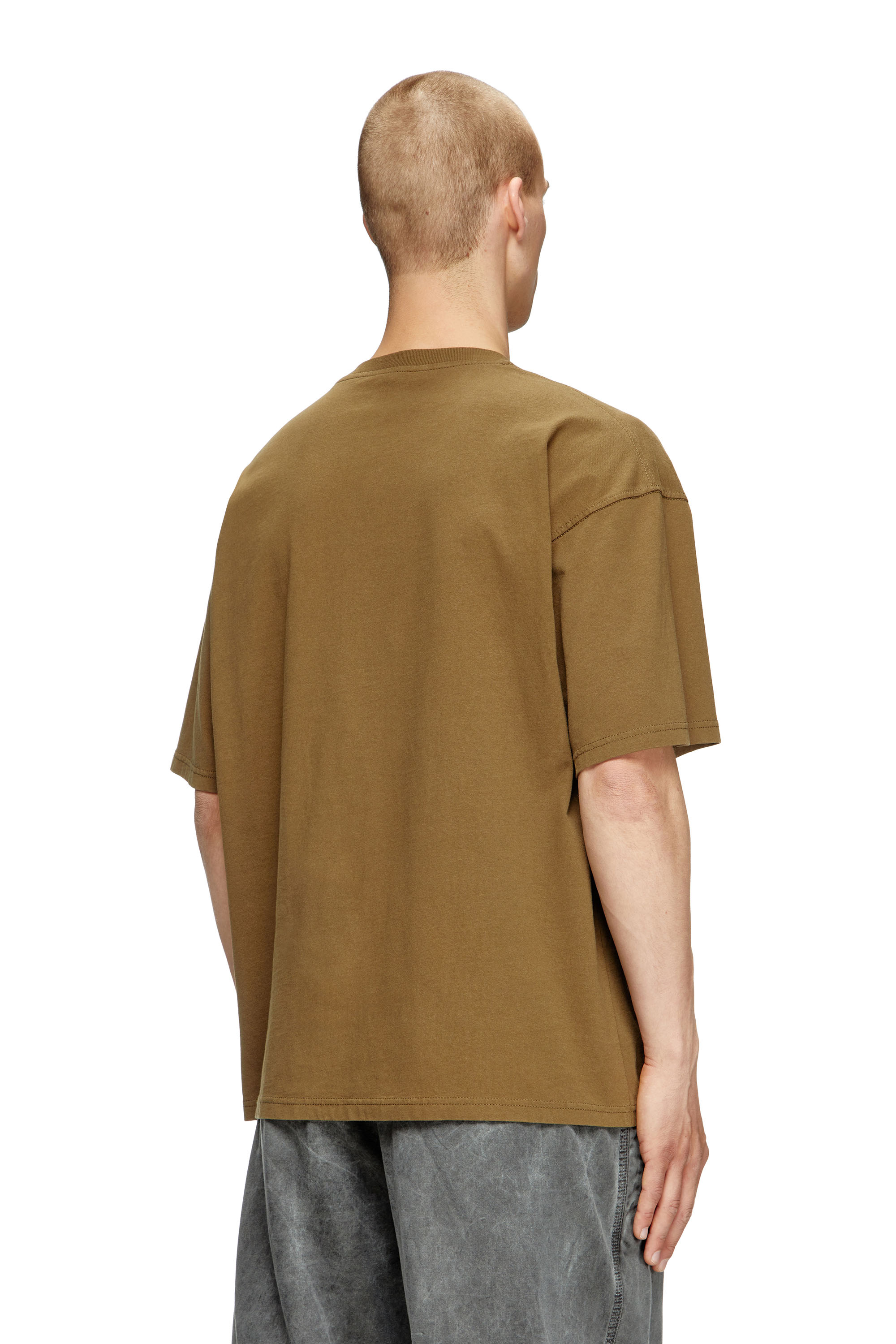 Diesel - T-BOXT-N14, Man's T-shirt with distressed flocked logo in Green - 4