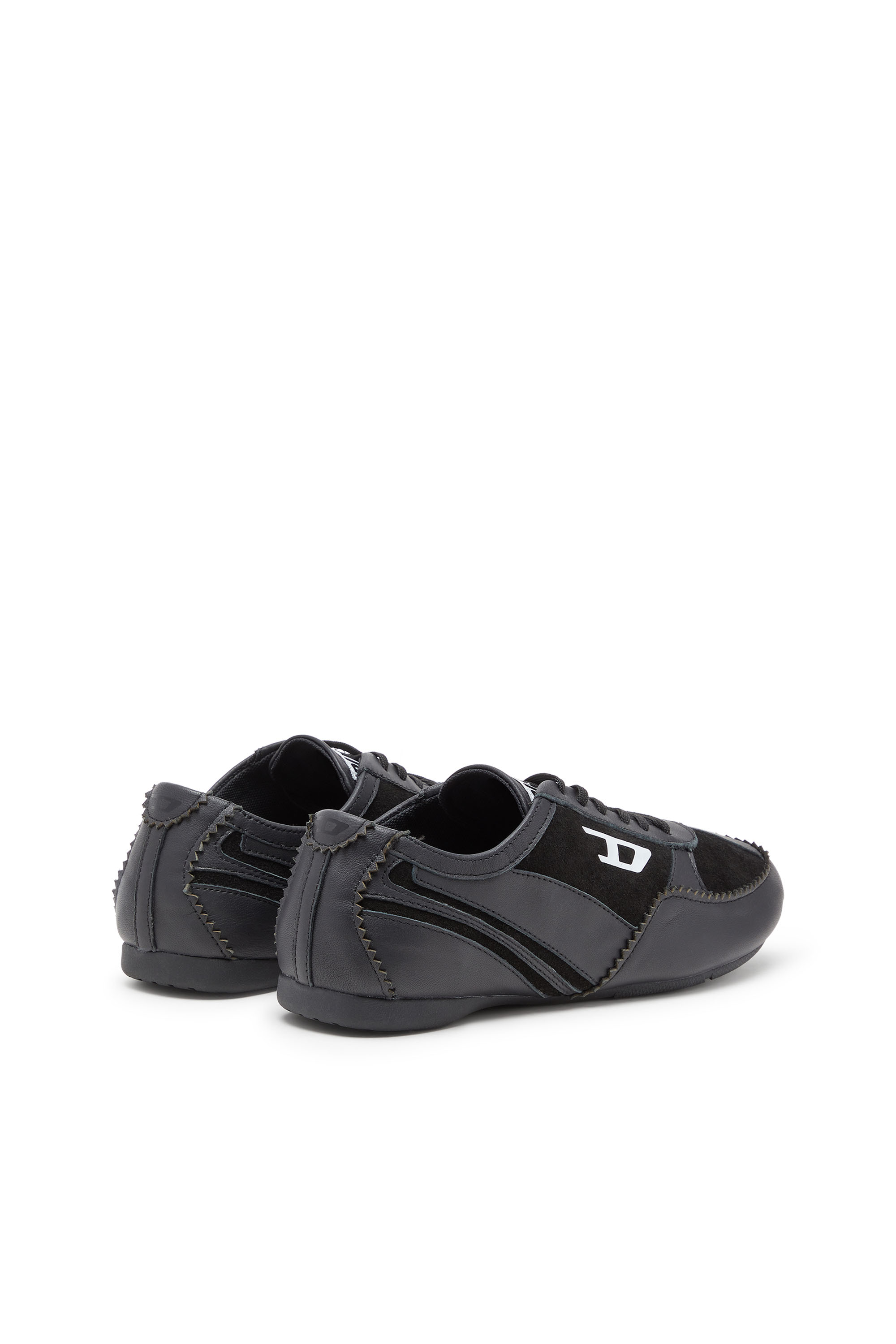 Diesel - D-MILE LOW W, Woman's D-Mile-Flat sneakers in leather and suede in Black - 3