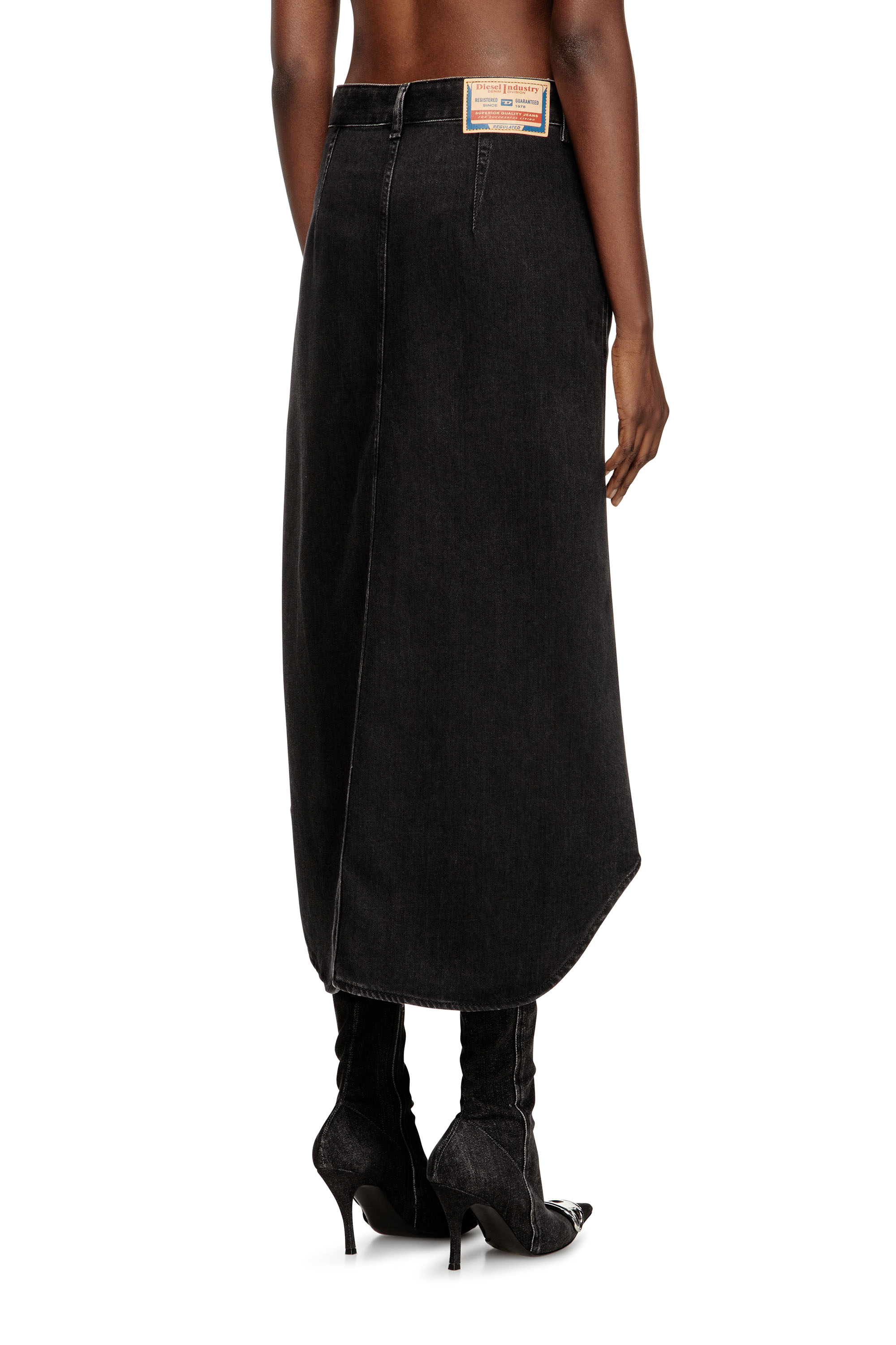 Diesel - DE-ARD-LONG, Woman's Midi denim skirt in Black - 3