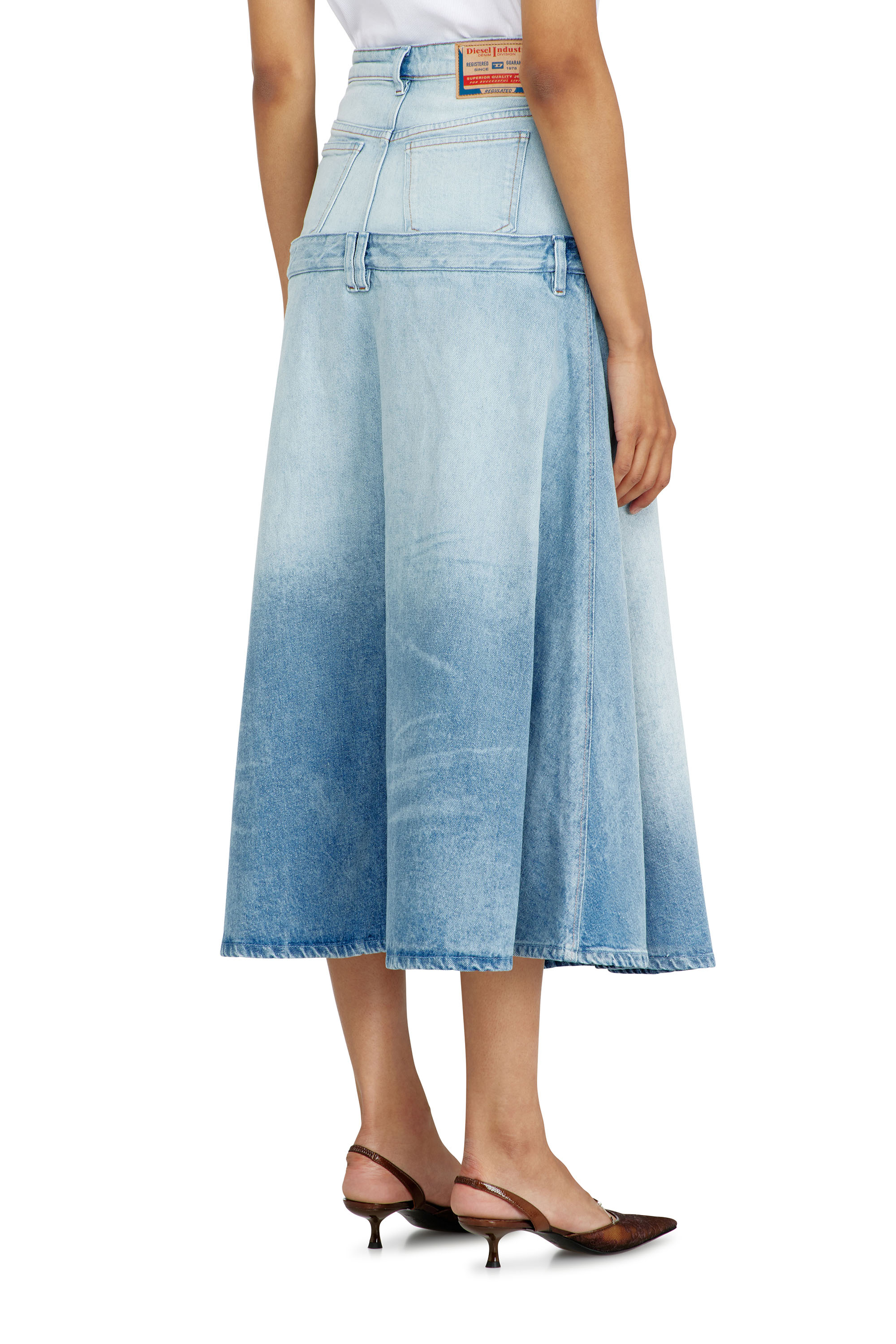 Diesel - DE-VORYA-S, Woman's Denim skirt with layered design in Light Blue - 3