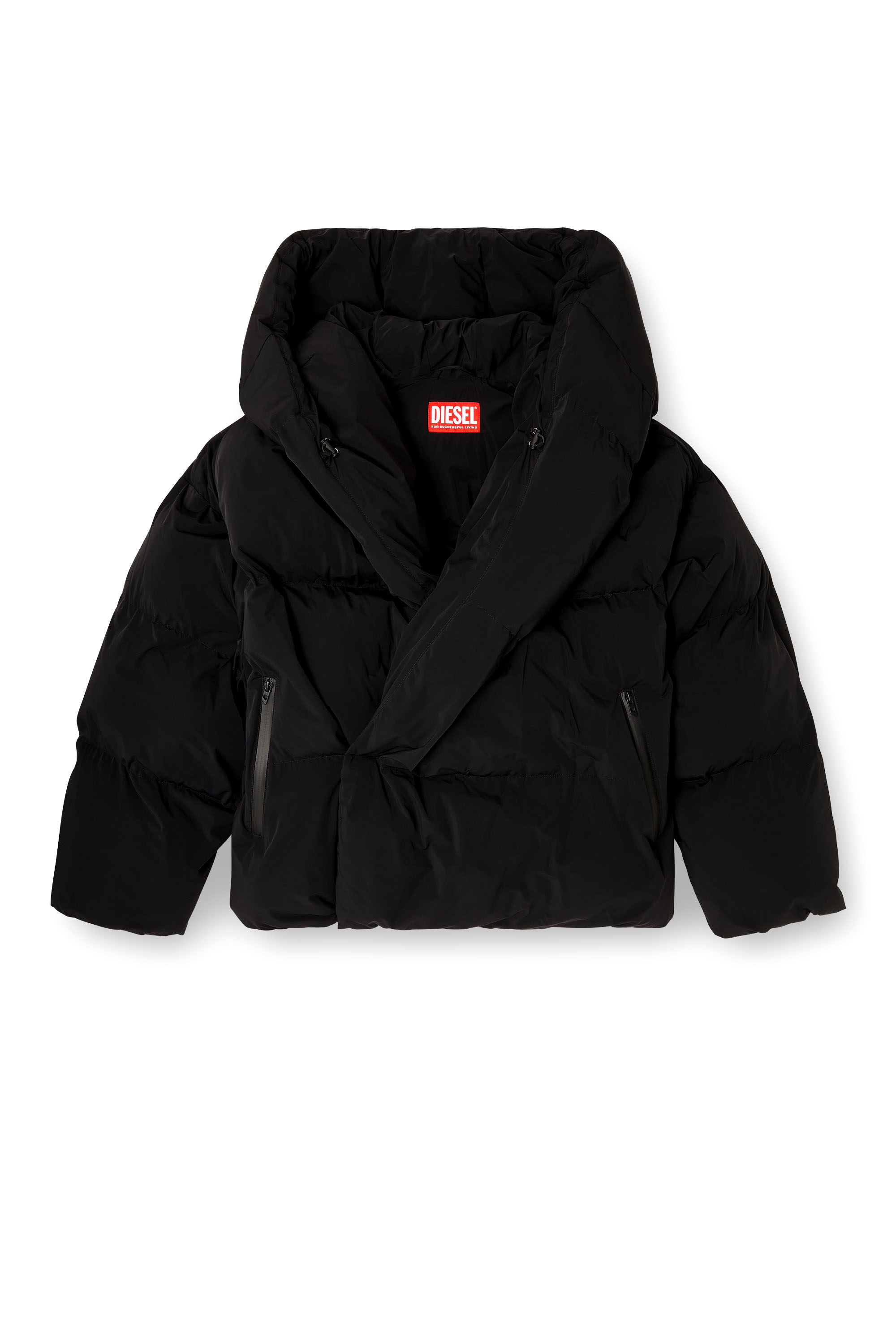 J-SCOTTS-PADDED-A, Black Diesel - J-SCOTTS-PADDED-A, Man's Wrap puffer jacket in stretch nylon in Black - 2
