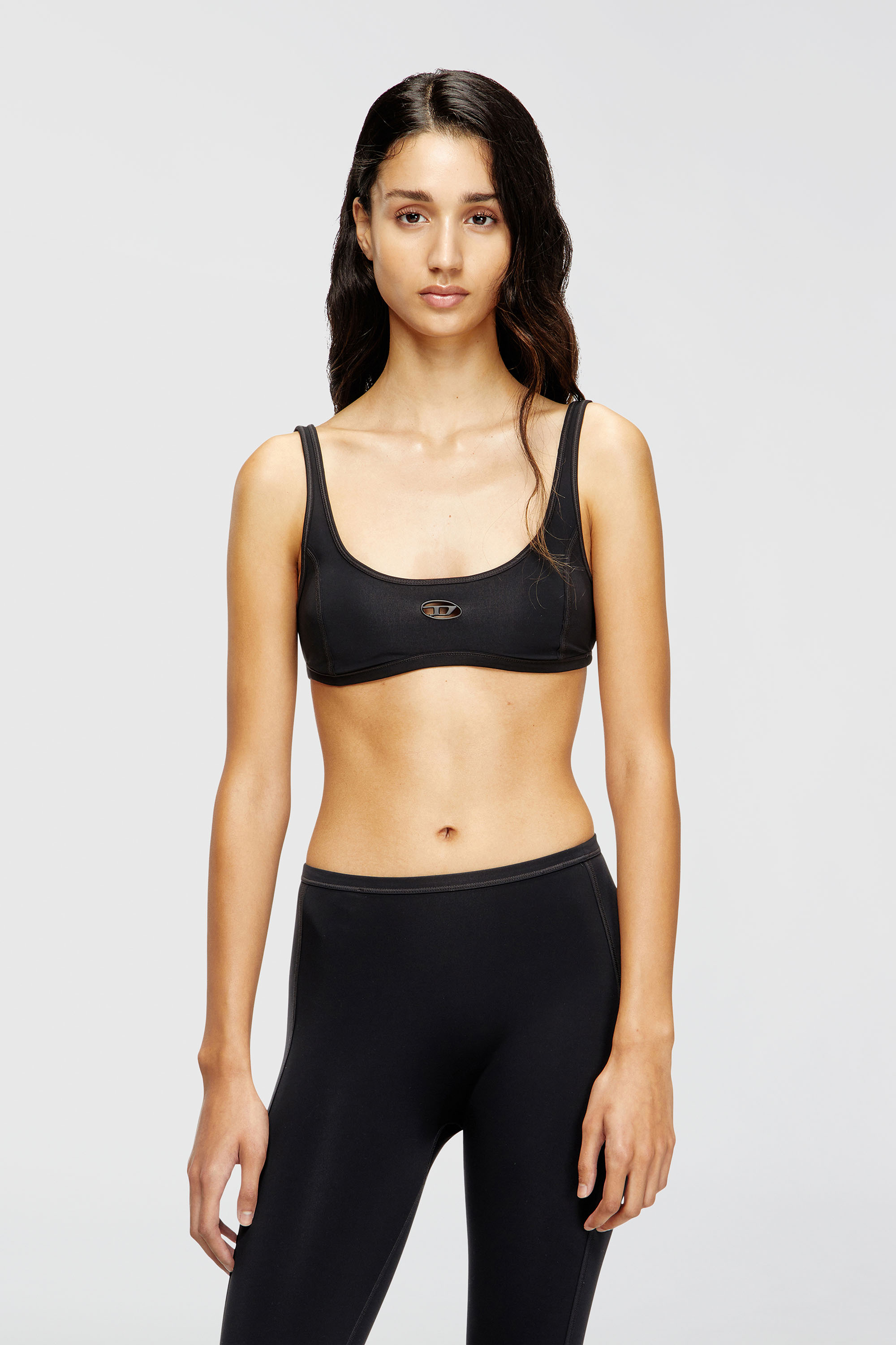 Diesel - CHELSEA-UTLT, Woman's Sports bra with cut-out logo in Black - 3