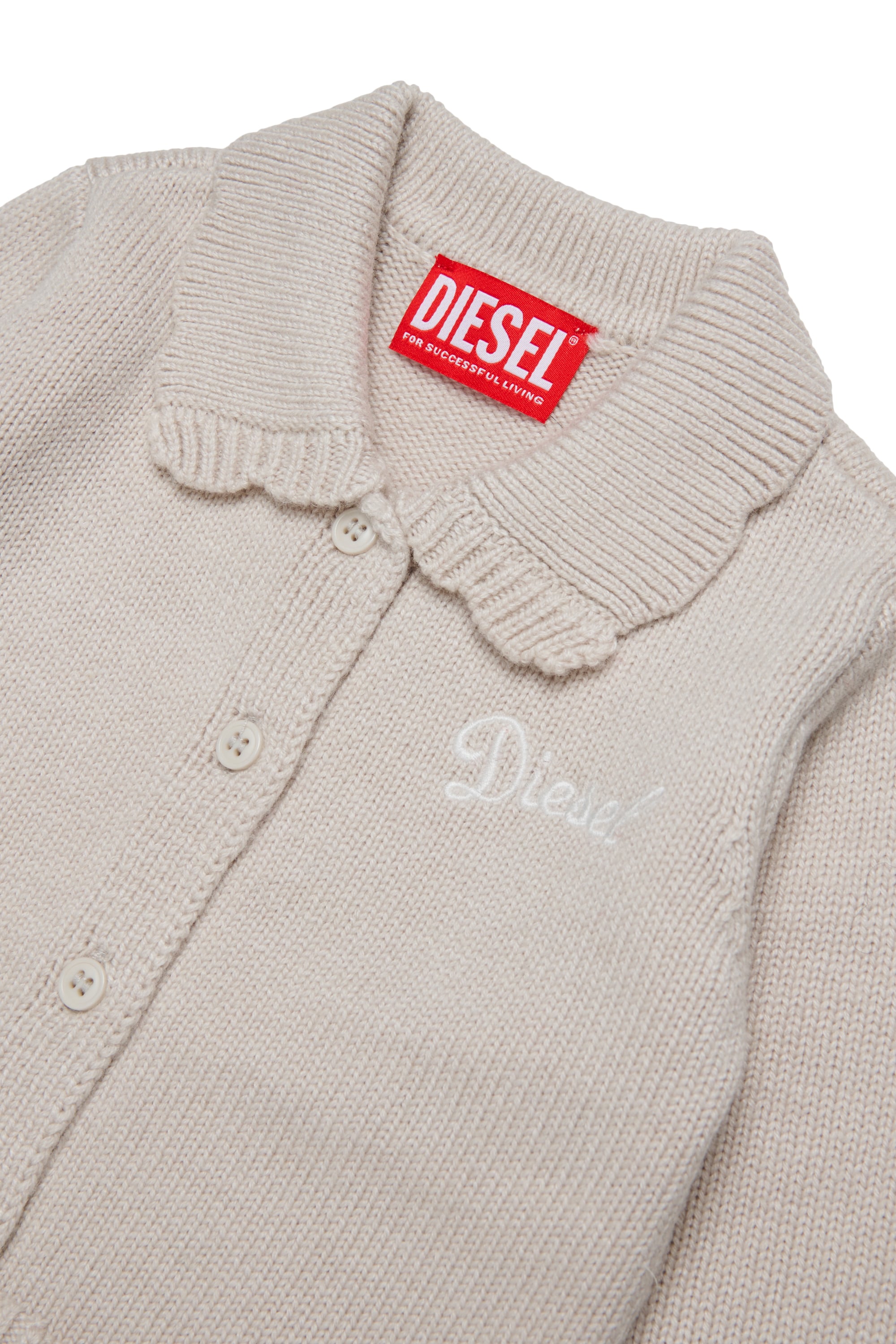 Diesel - KSCALOB, Woman's Cashmere-enriched cardigan with scalloped collar in White - 3