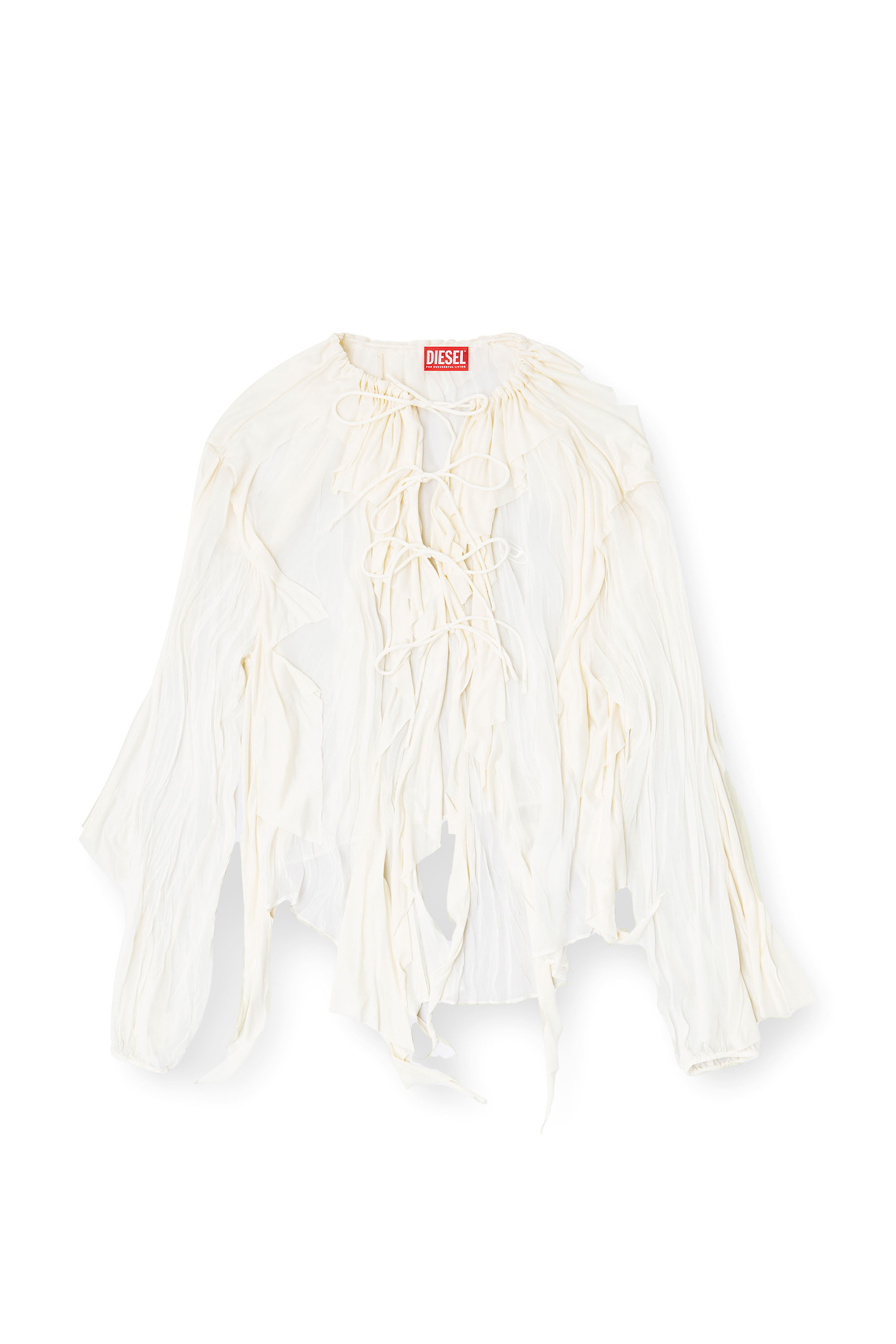Diesel - C-LASSY, Woman's Flounce blouse in crinkled muslin in White - 2
