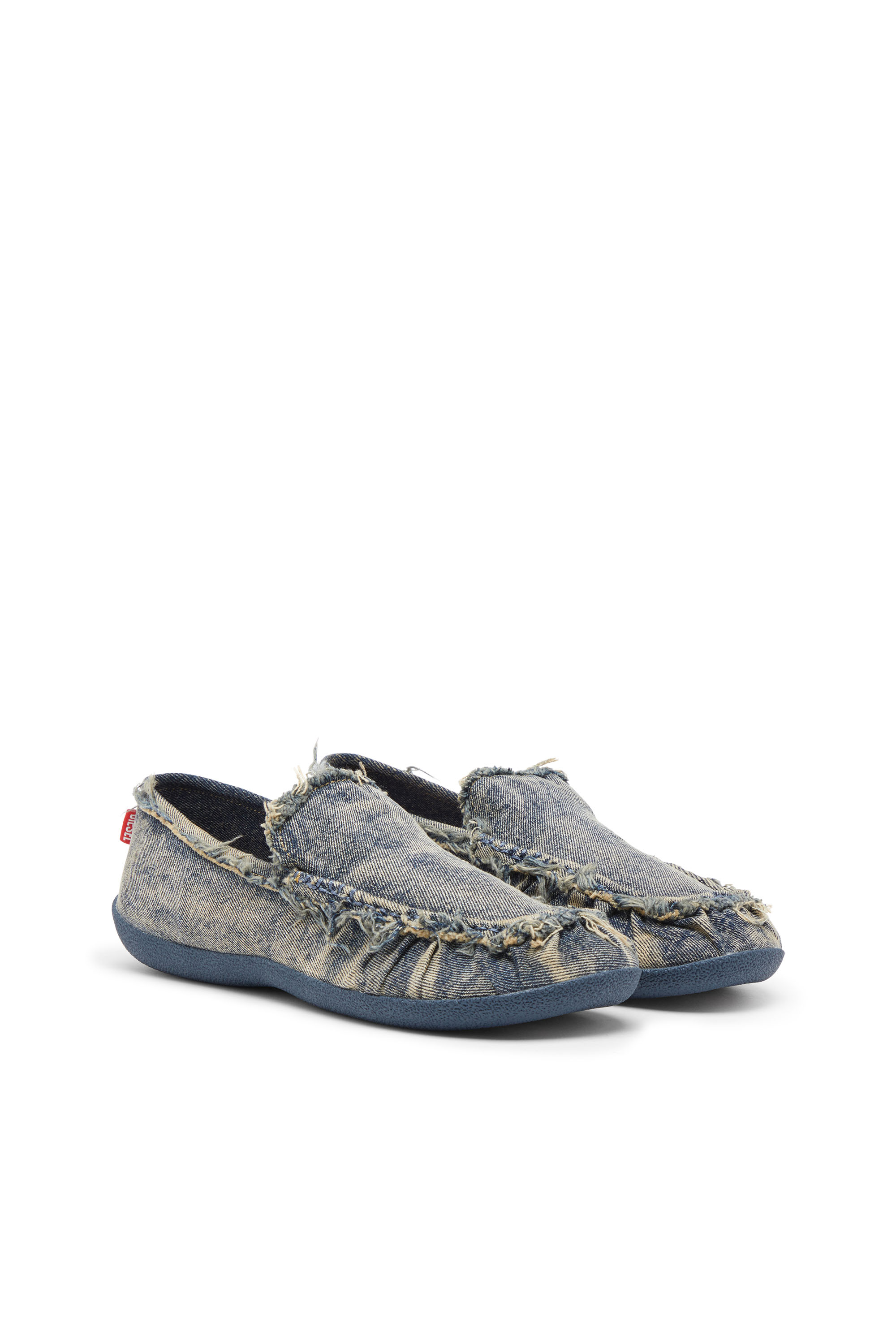 D-SHOCK MOC, Blue Diesel - D-SHOCK MOC, Man's D-Shock-Distressed denim loafers in Blue - 2