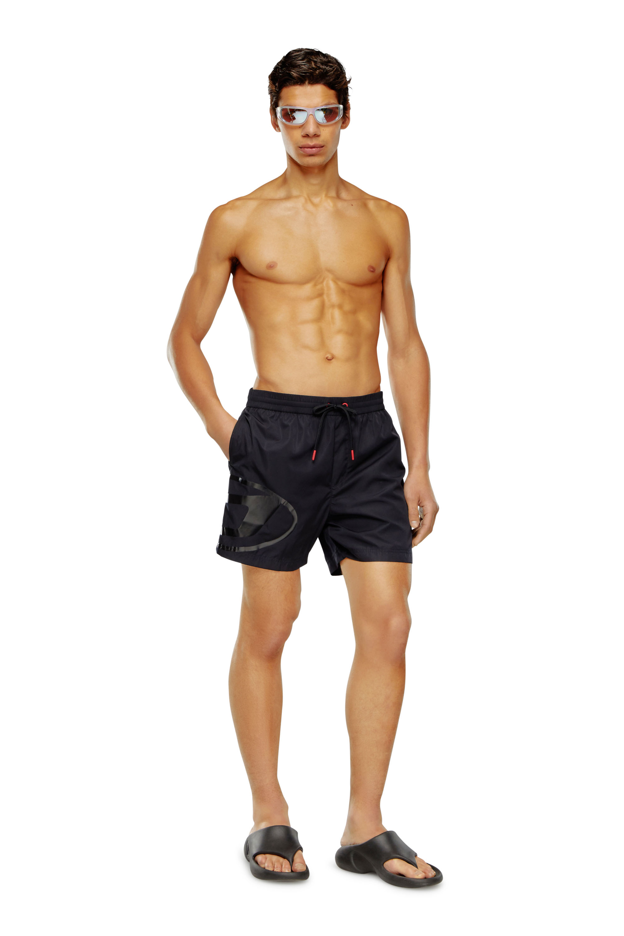 Diesel - BMBX-RIO-41, Man Swim shorts with shiny Oval D logo in Black - Image 1