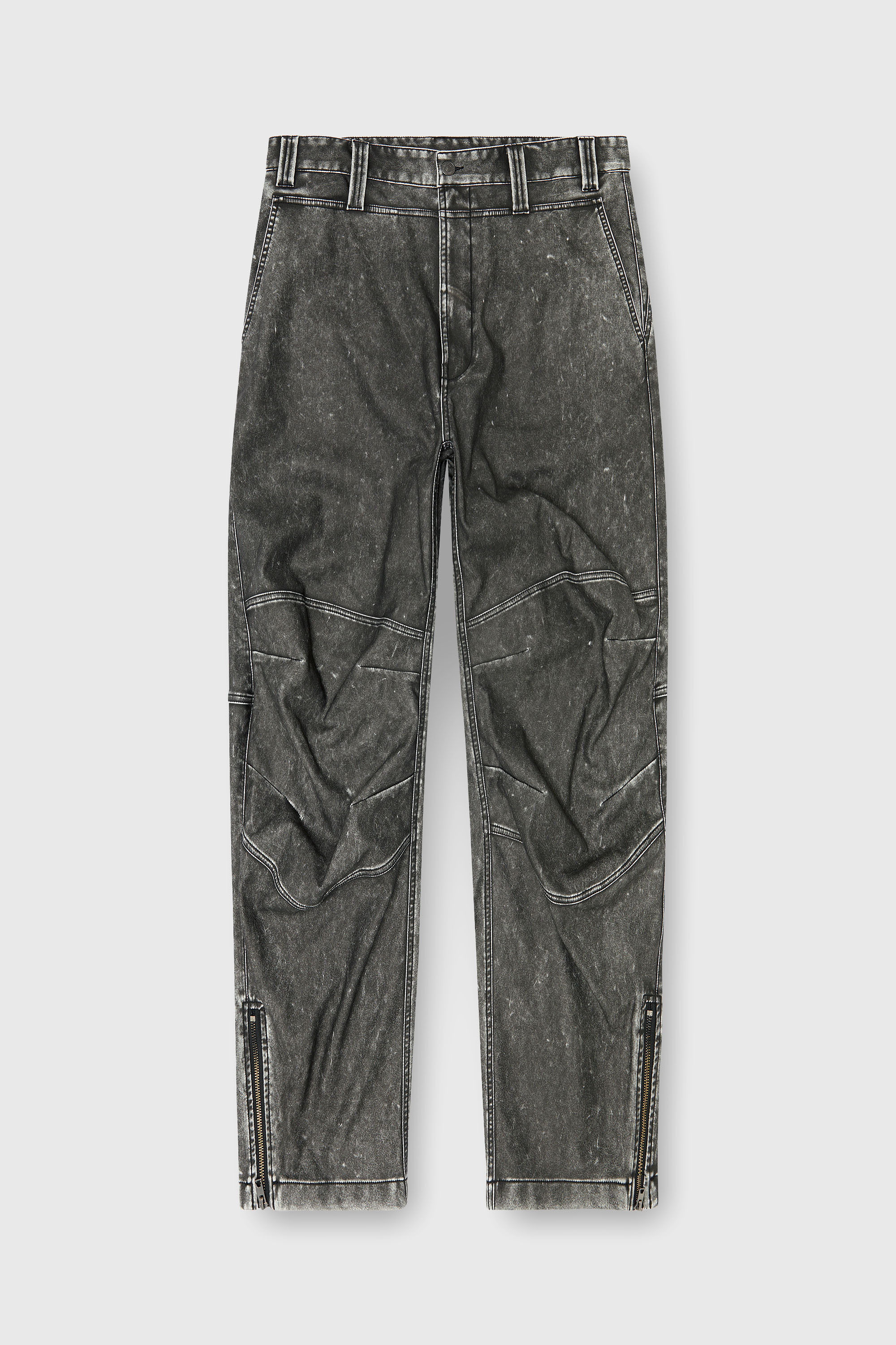 Diesel - P-DELLY-NJCJ, Man's Pants in distressed-effect bonded material in Dark grey - 2