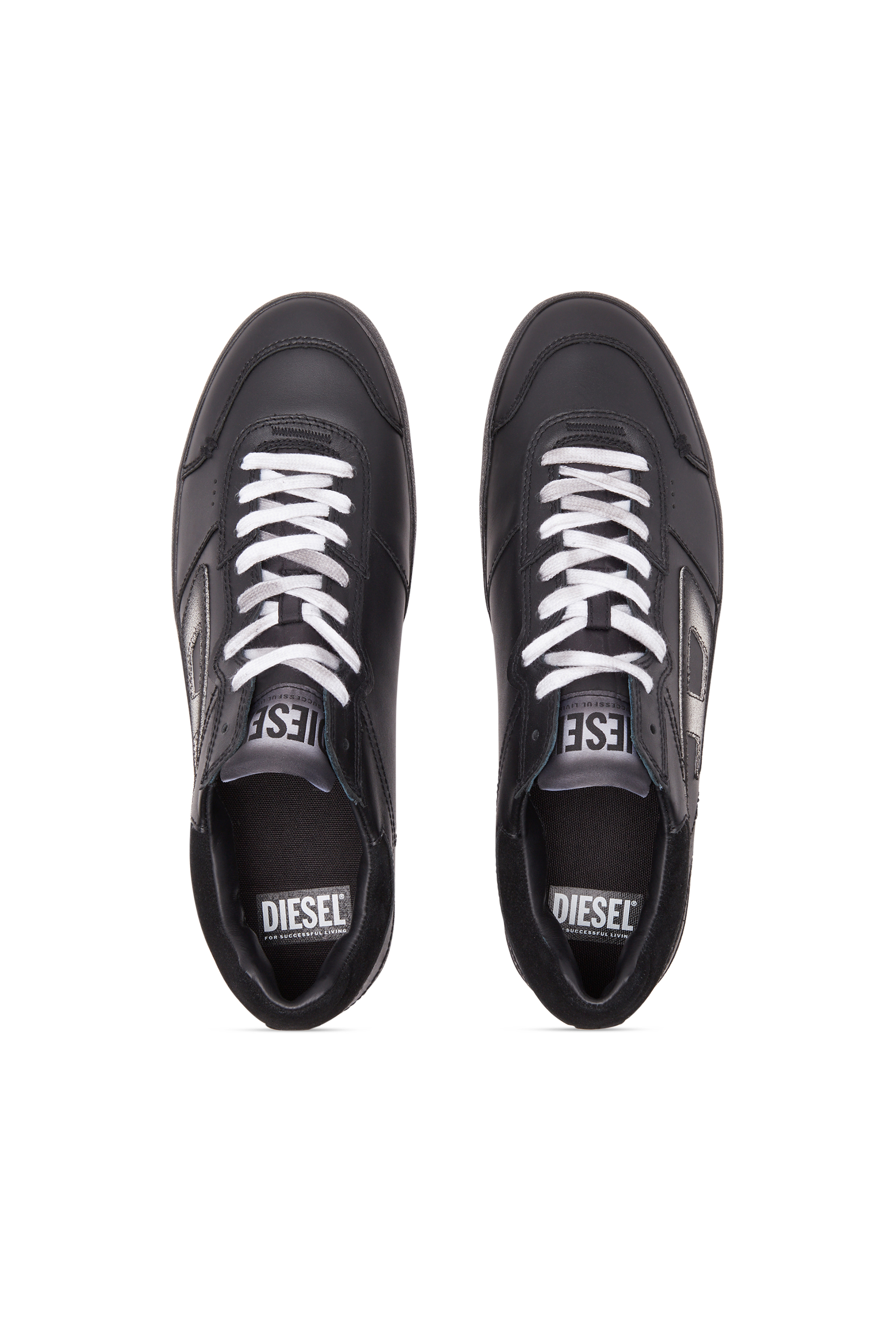 Diesel - S-LEROJI LOW, Man S-Leroji Low-Leather sneakers with bleeding effect in Black - Image 5