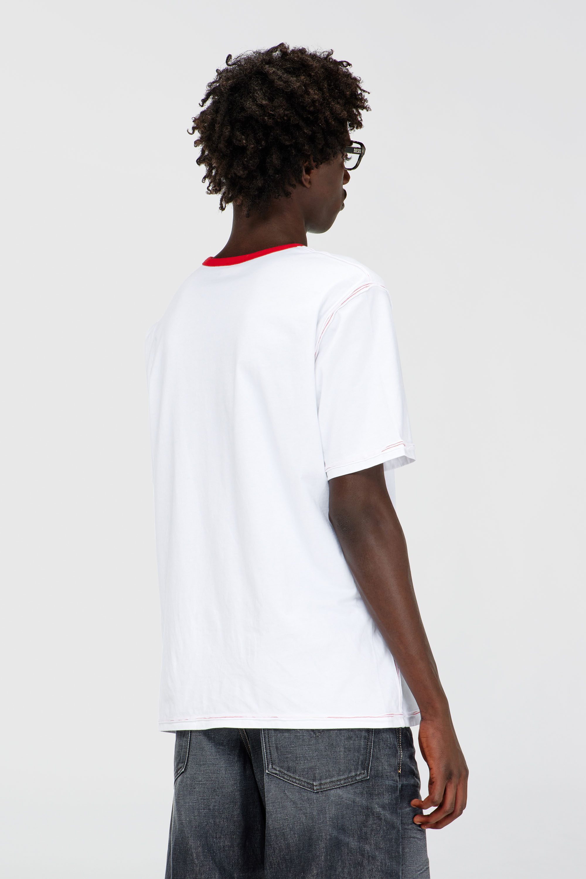 Diesel - T-ADJUST-CUT-OD, Man's T-shirt with sectioned Oval D in White - 4