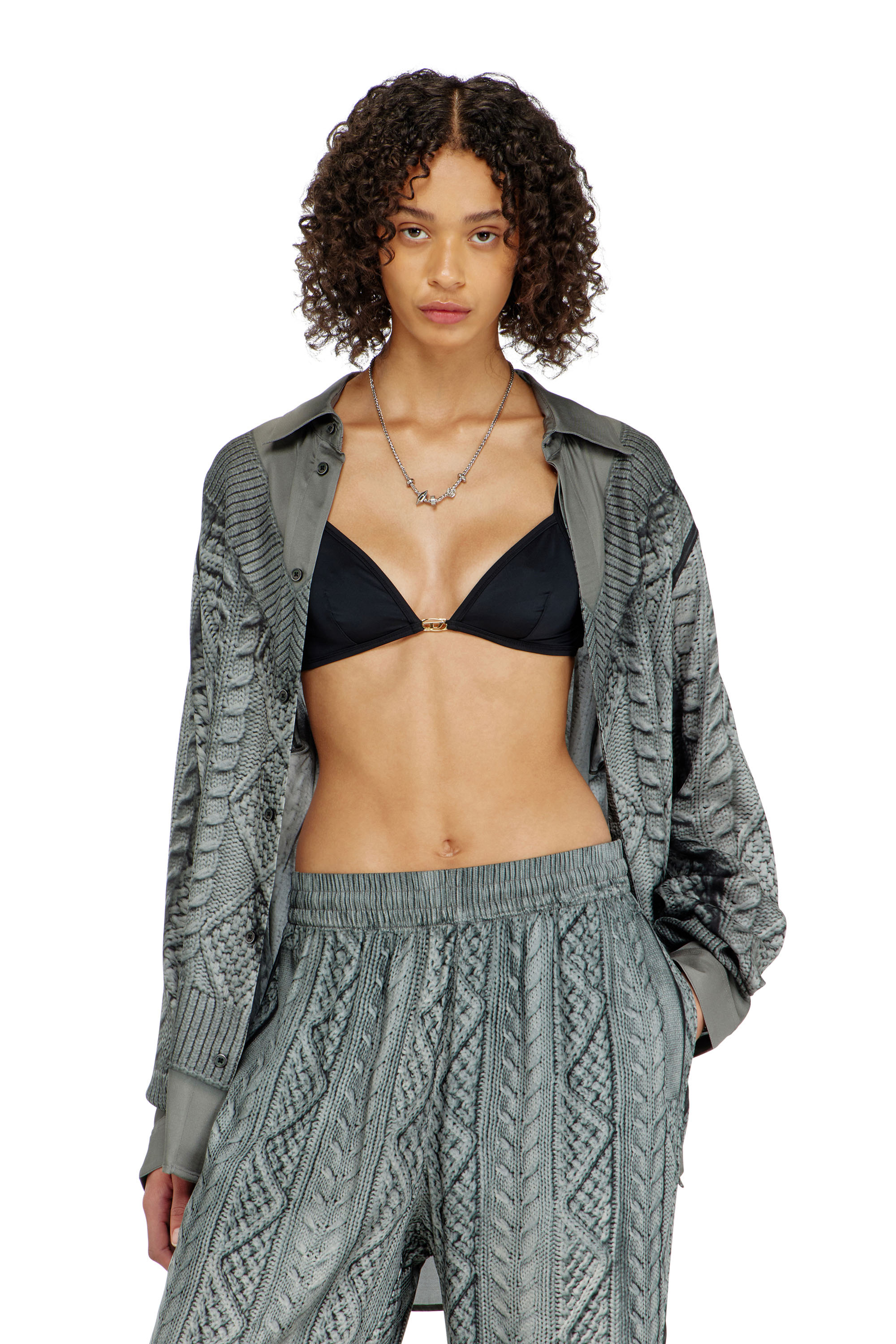 Diesel - LUNA-UTLT, Woman's Triangle bra in nylon with Oval D detail in null - 2