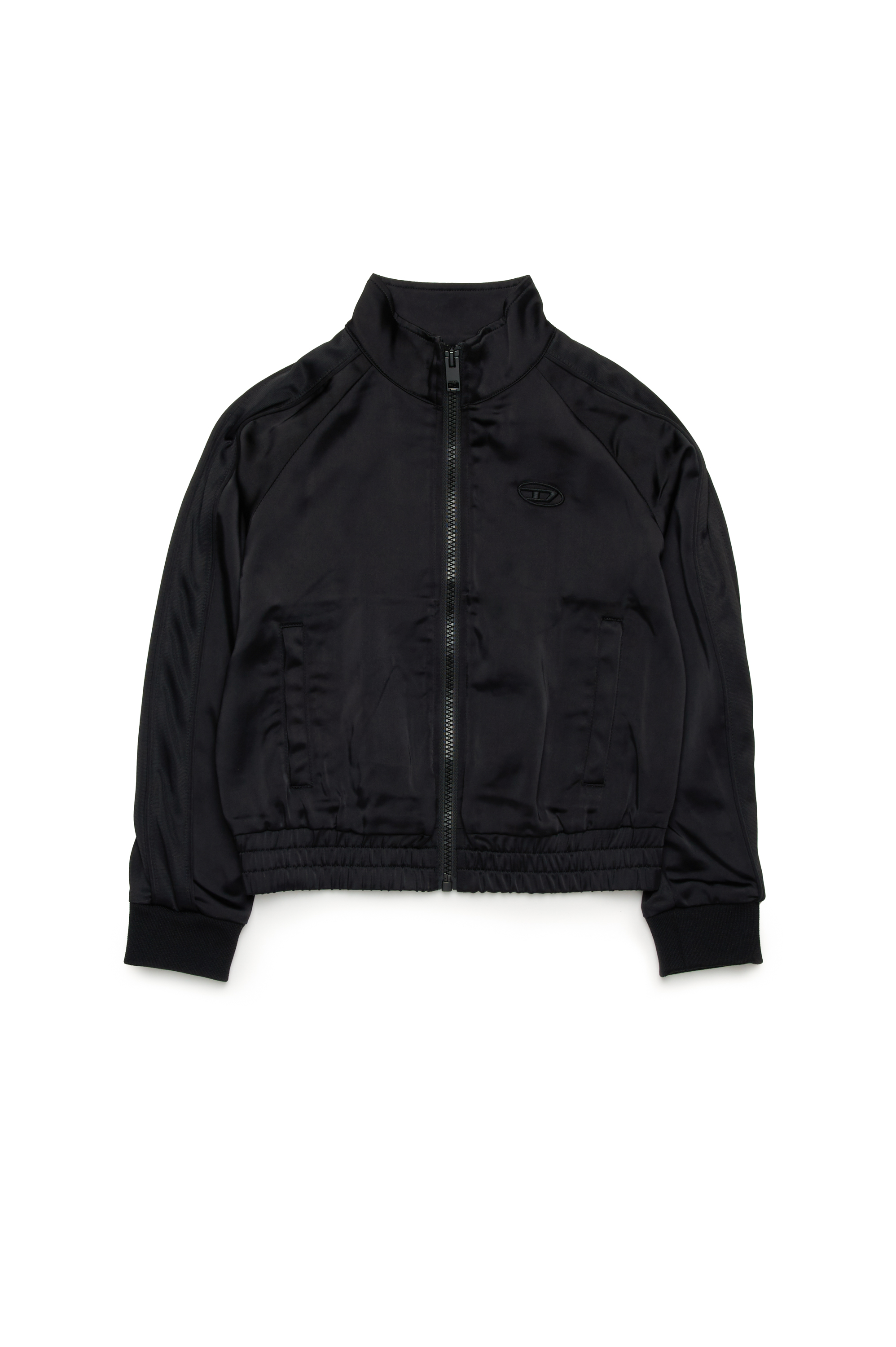 Diesel - SGLORIOUS, Woman's Track jacket in satin and tech jersey in Black - 1