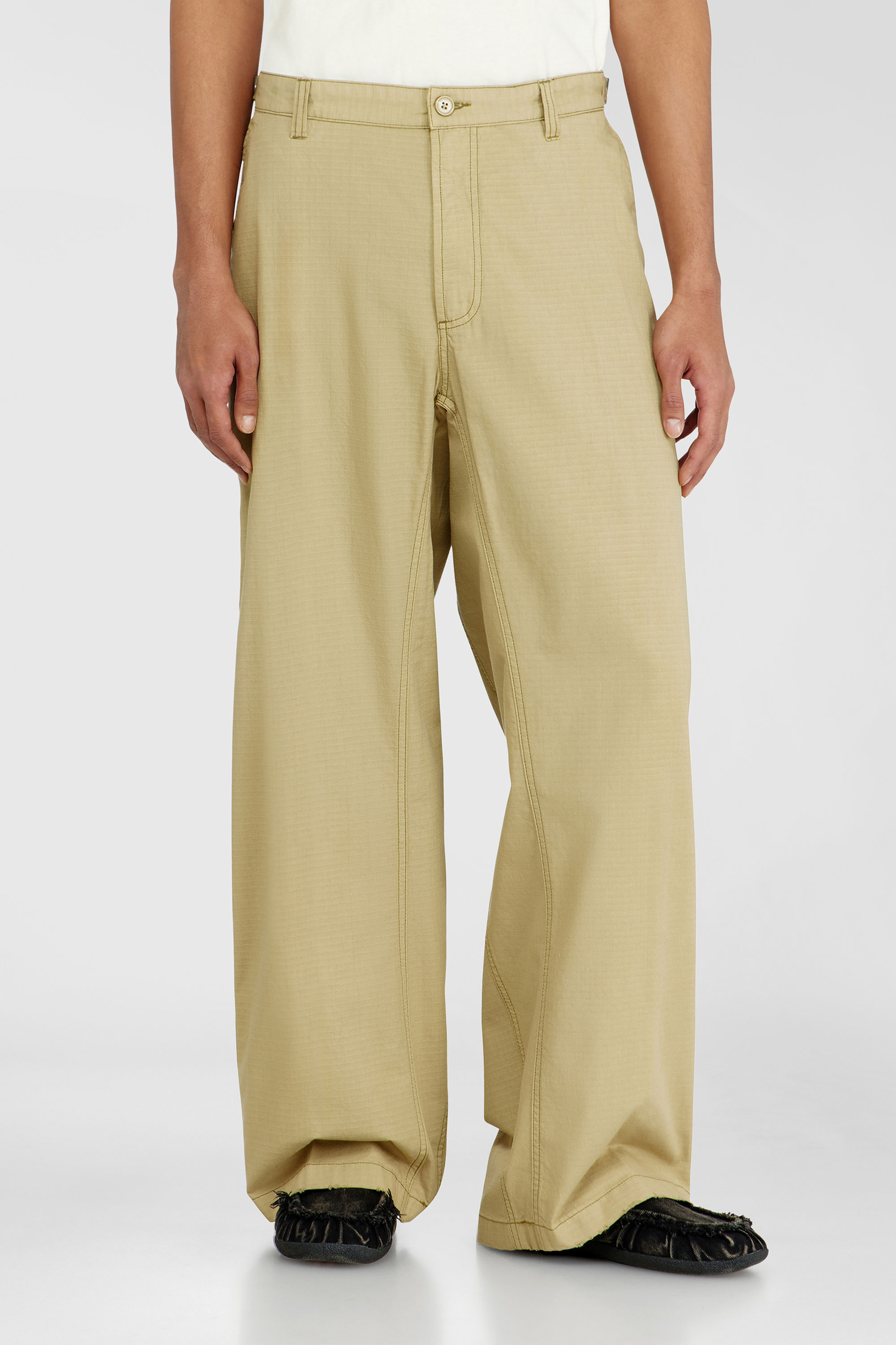 Diesel - P-BALL, Man's Cotton ripstop pants with side buckles in Beige - 3