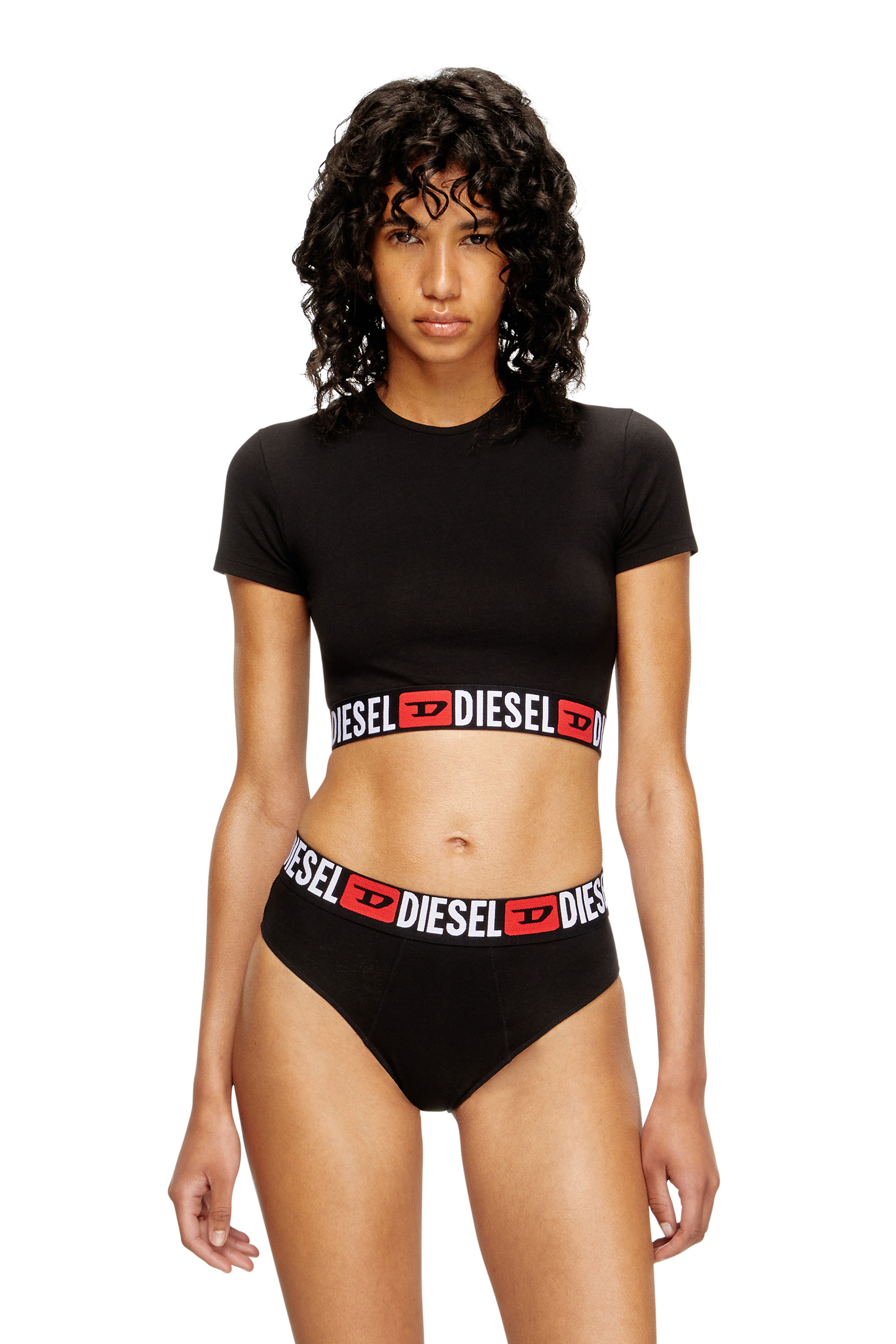 Diesel - IRMA-D-CORE, Woman's Cropped top with logo band in Black - 1