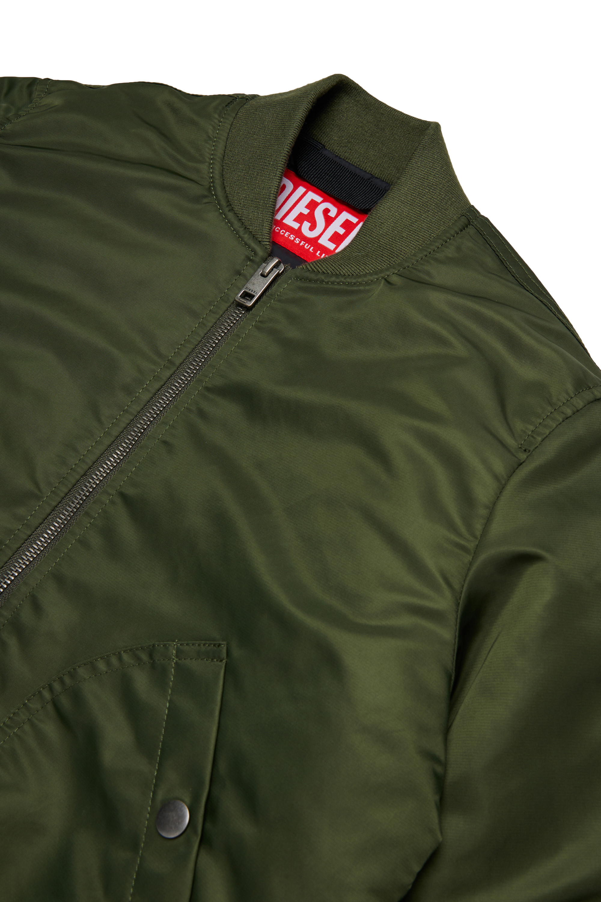 Diesel - JHELD, Man's Nylon bomber jacket with embroidered logo in Green - 3