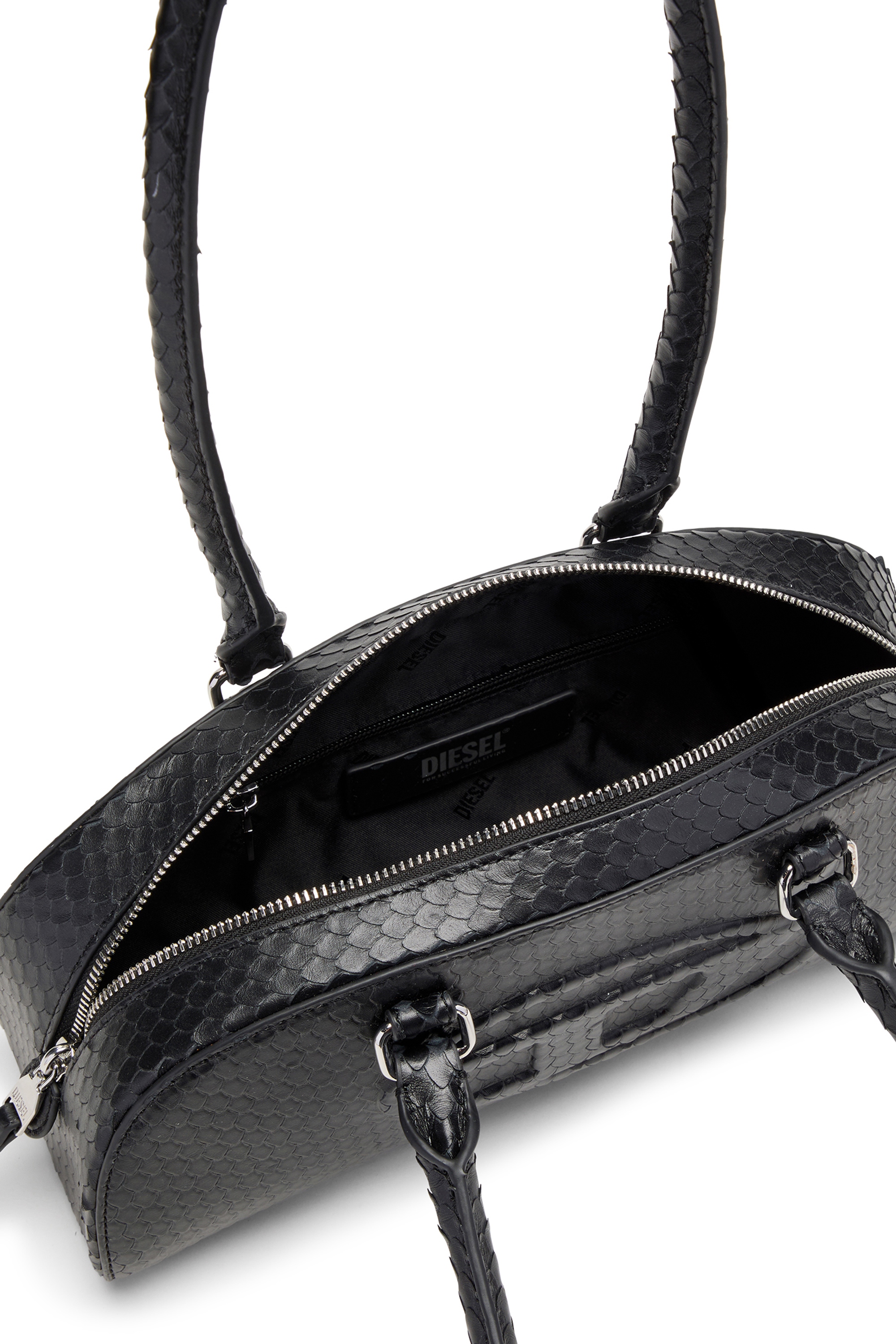 Diesel - 1DR DOME SHOULDER EW, Woman's 1DR Dome-Elongated bowling bag in textured leather in Black - 5