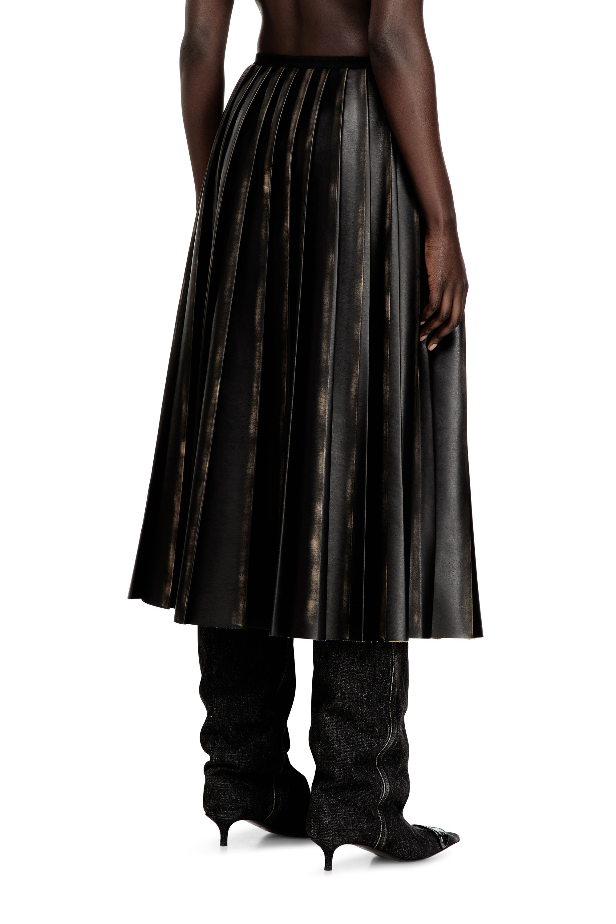 Diesel - O-SAKA, Woman's Distressed pleated midi skirt in null - 3