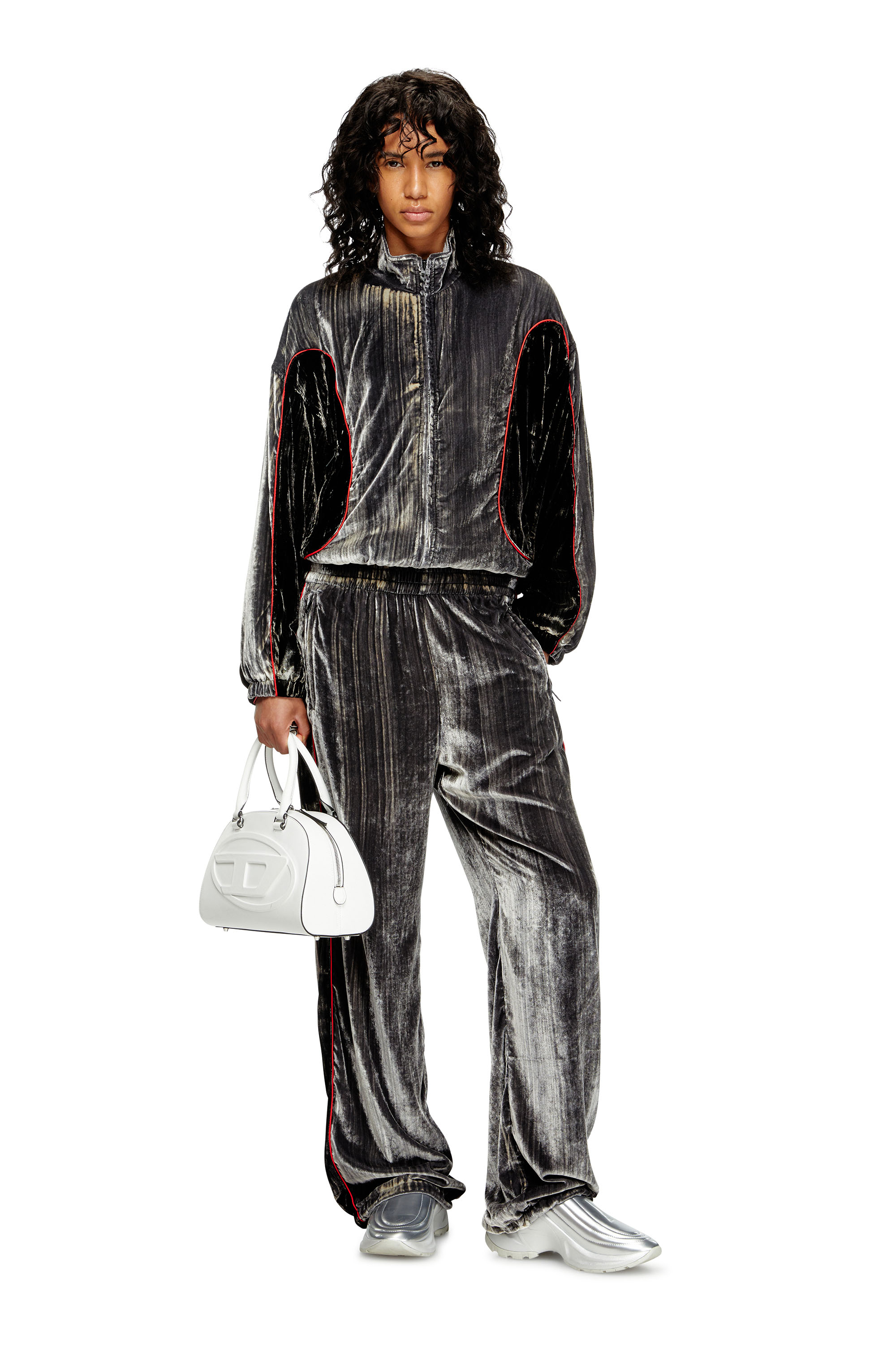 Diesel - P-HAY-FEM, Woman's Track pants in treated velvet in null - 2