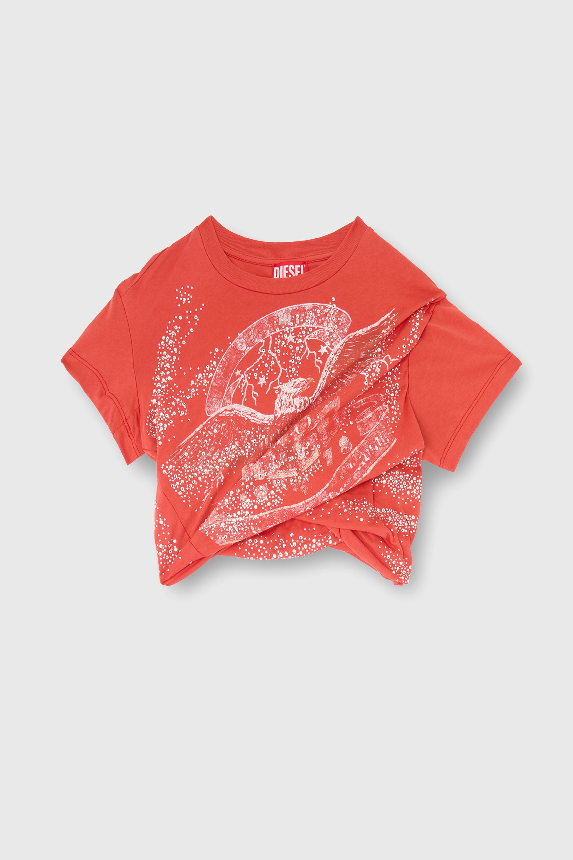 Diesel - T-WINCY, Woman's Rucked-up T-shirt in double-layer jersey in Red - 1
