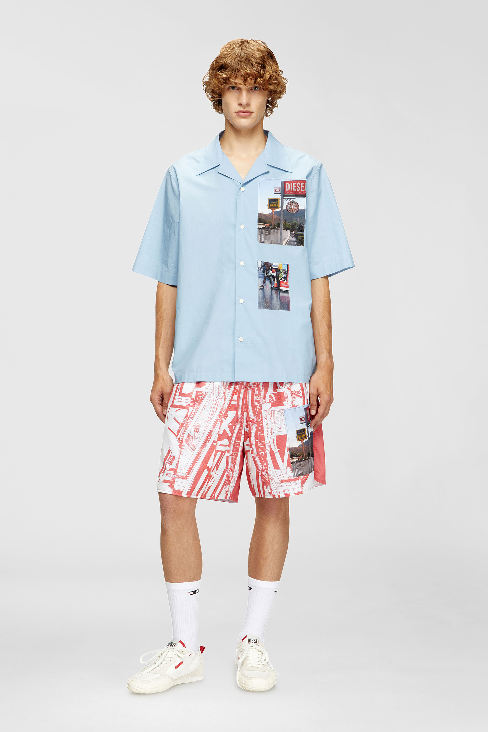 Diesel - S-PAGODHA LOW, Man's S-Pagodha-Sneakers in leather, suede and ripstop in White/Red - 1