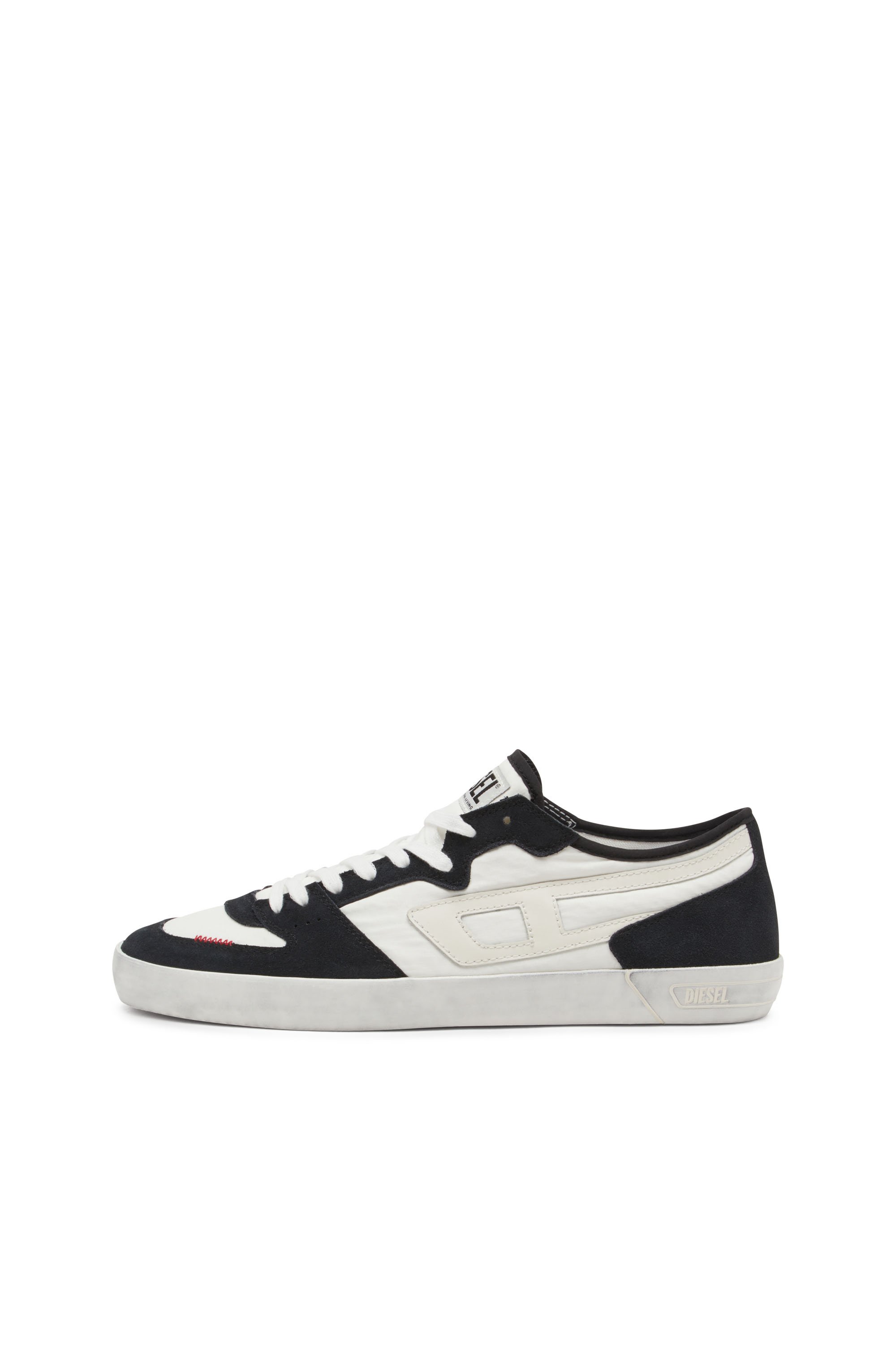 Diesel - S-LEROJI D-1 LOW, Man's Sneakers in padded ripstop and suede in Black/White - 7