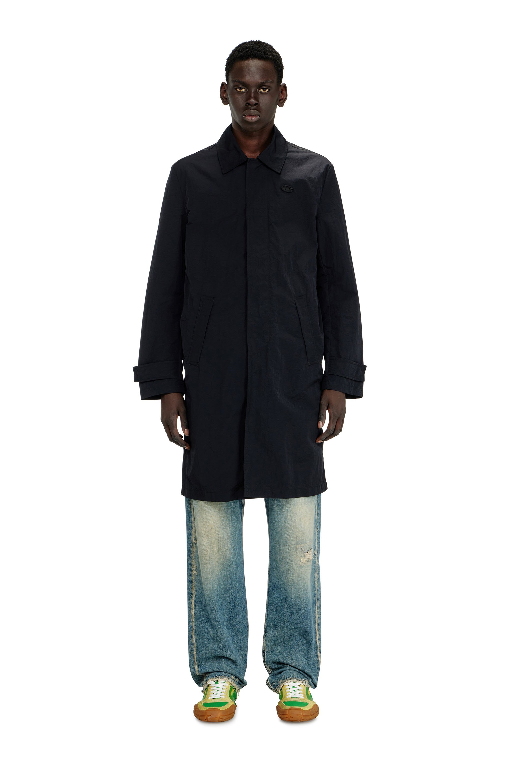 Diesel - J-BURHAT, Man's Nylon coat with shiny crinkle finish in Black - 2