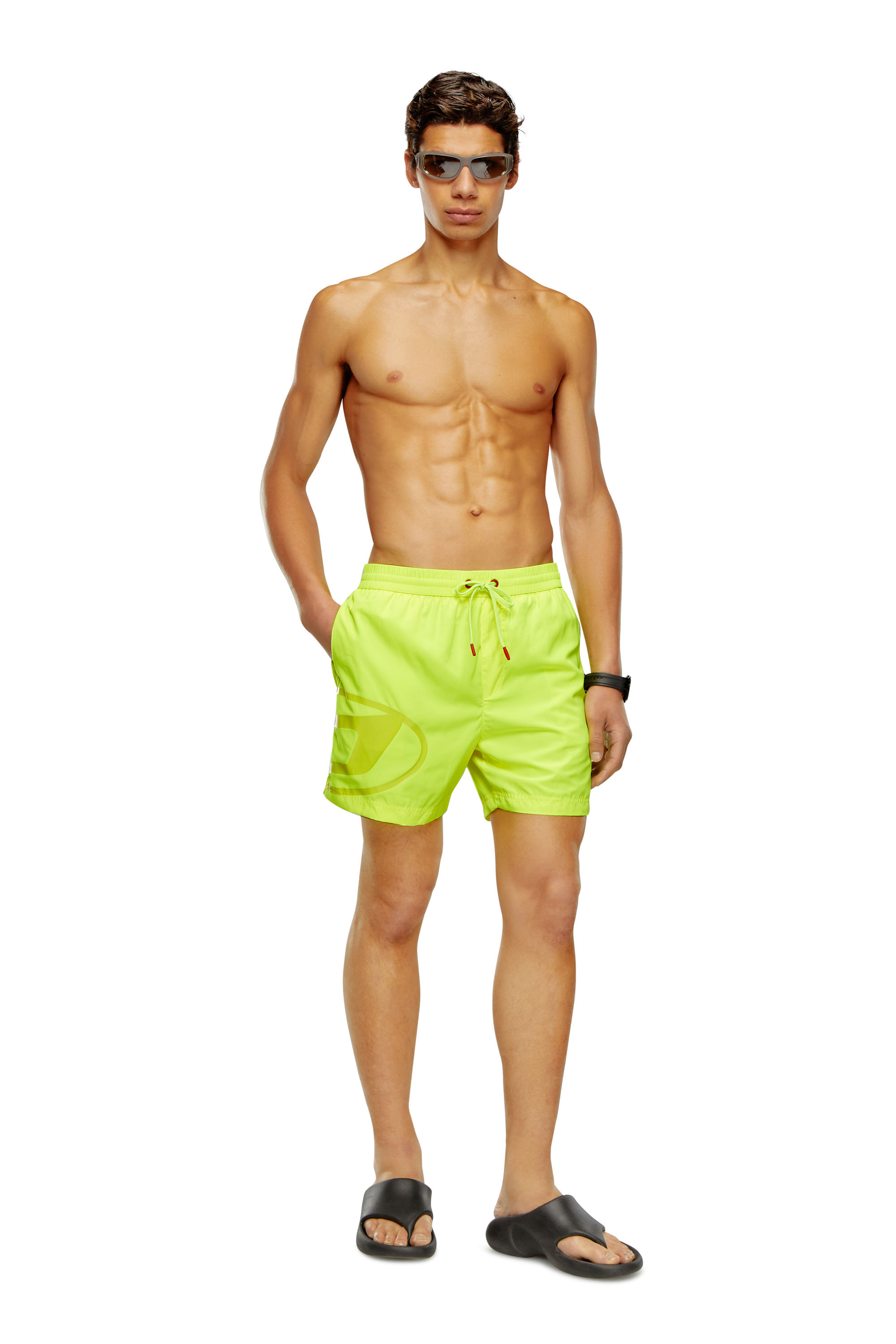 Diesel - BMBX-RIO-41, Man Swim shorts with shiny Oval D logo in Yellow - Image 1