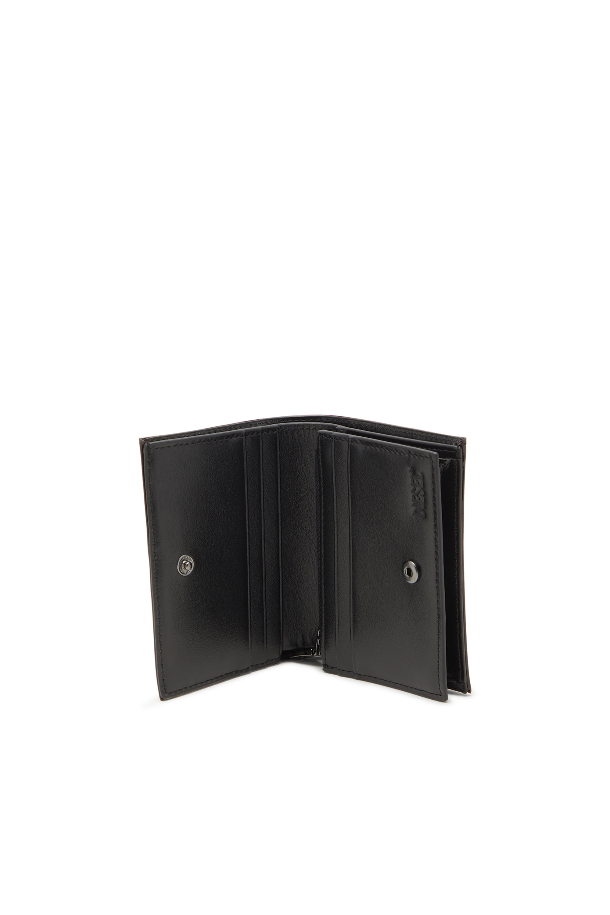 Diesel - 1DR BI FOLD III, Woman's Bi-fold wallet in liquid PU in Burgundy - 3