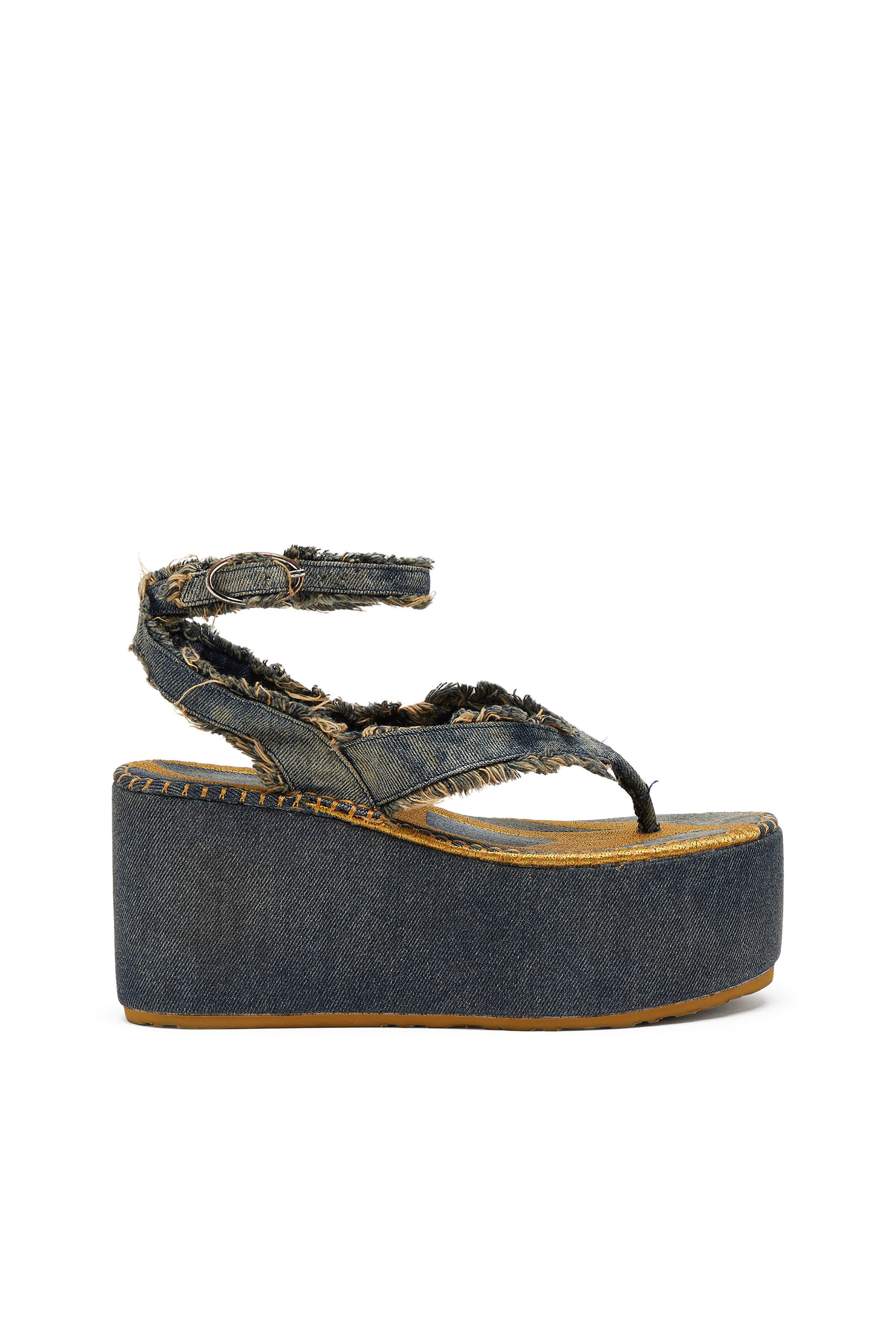 Diesel - SA-NIKOLA SANDAL, Woman's Sa-Nikola - Sandal in denim with frayed details in Blue/Grey - 1