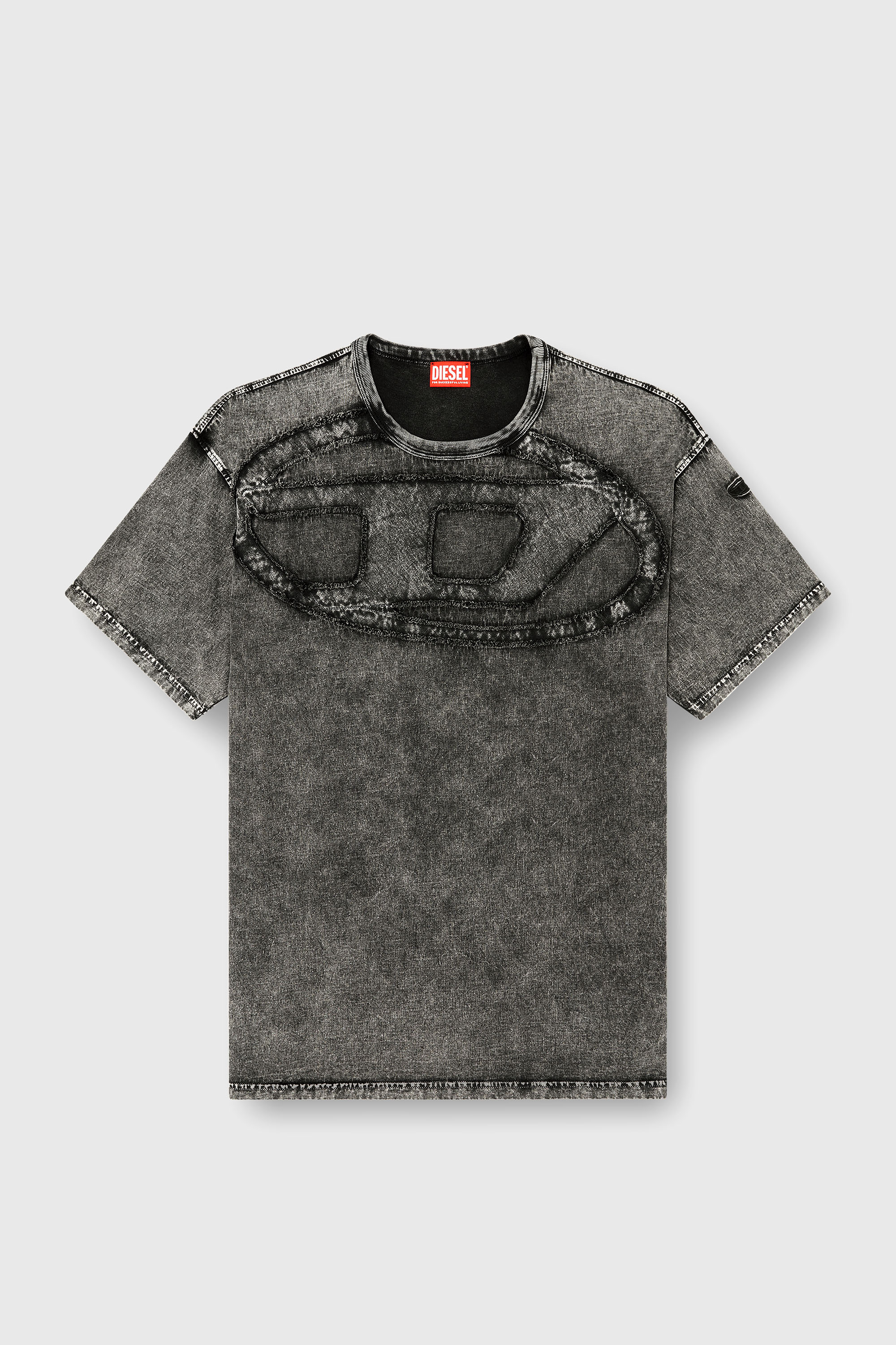 Diesel - T-BOXT-DEN, Man's Relaxed cotton T-shirt with Oval D applique in Black - 2