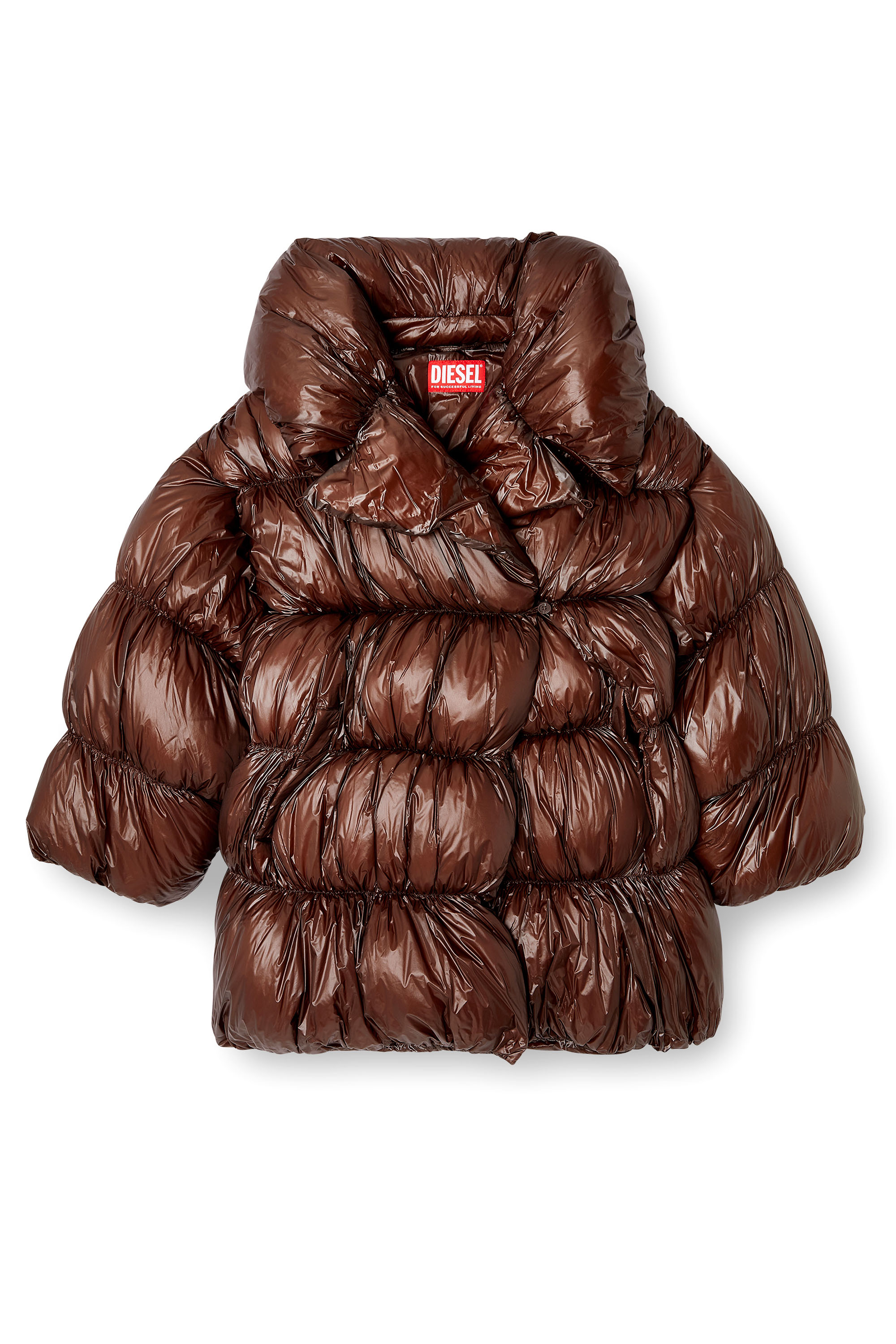 W-INONA, Brown Diesel - W-INONA, Woman's Short quilted down coat with belt in Brown - 2