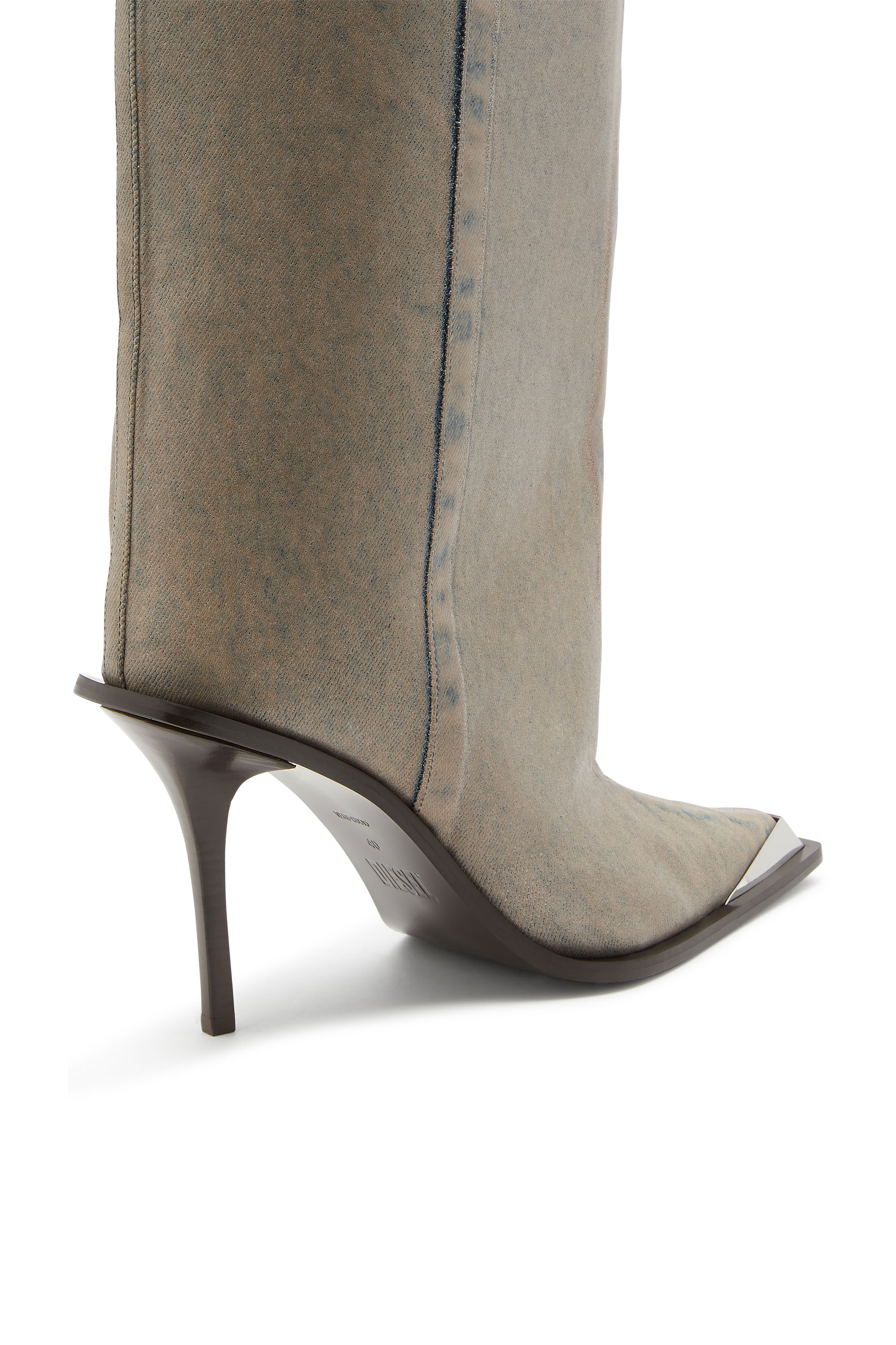 Diesel - D-TONA WB, Woman's D-Tona-Knee-high boots in coated solarised denim in Beige - 4