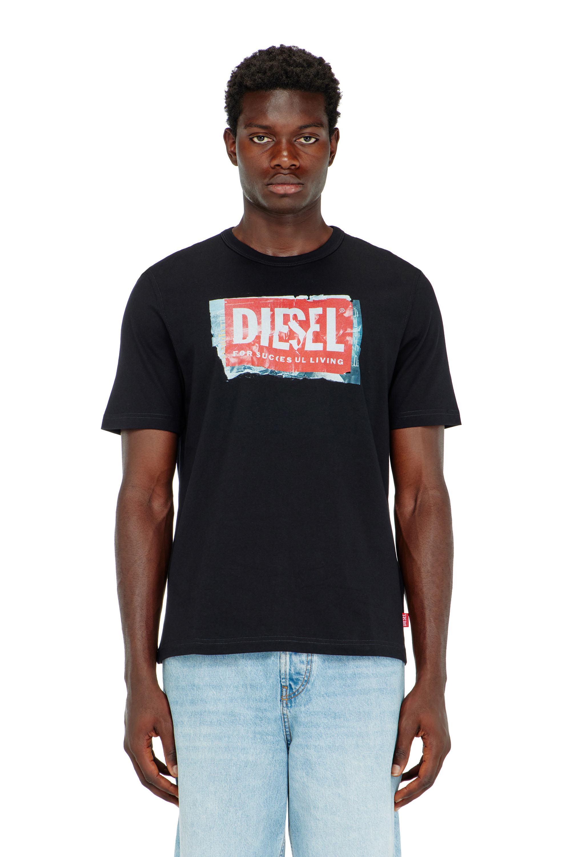 Diesel - T-ADJUST-Q6, Man's T-shirt with crumpled-effect logo in Black - 1