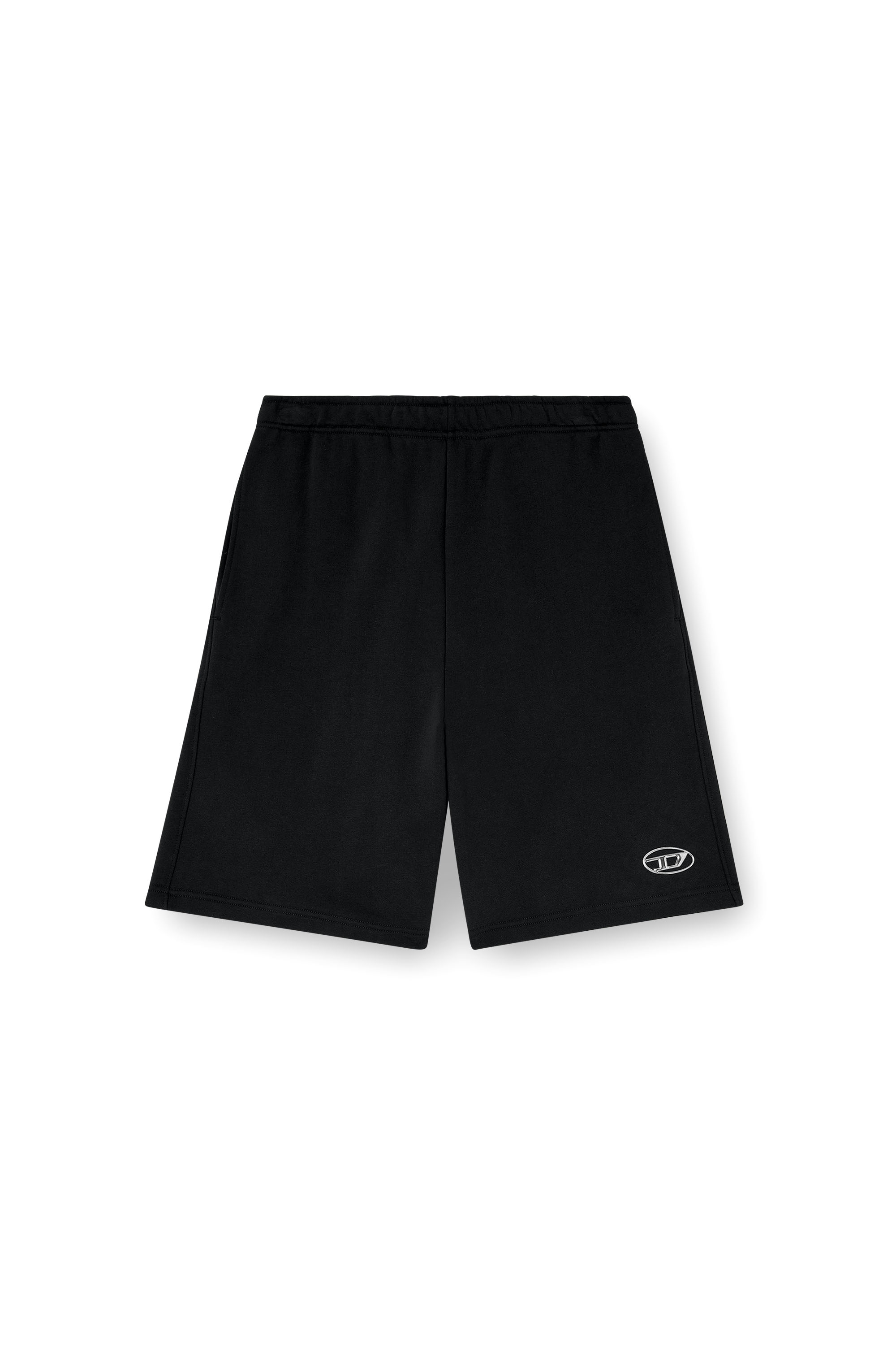 P-MARSHY-OD, Black Diesel - P-MARSHY-OD, Man's Sweat shorts with silver Oval D in Black - 2