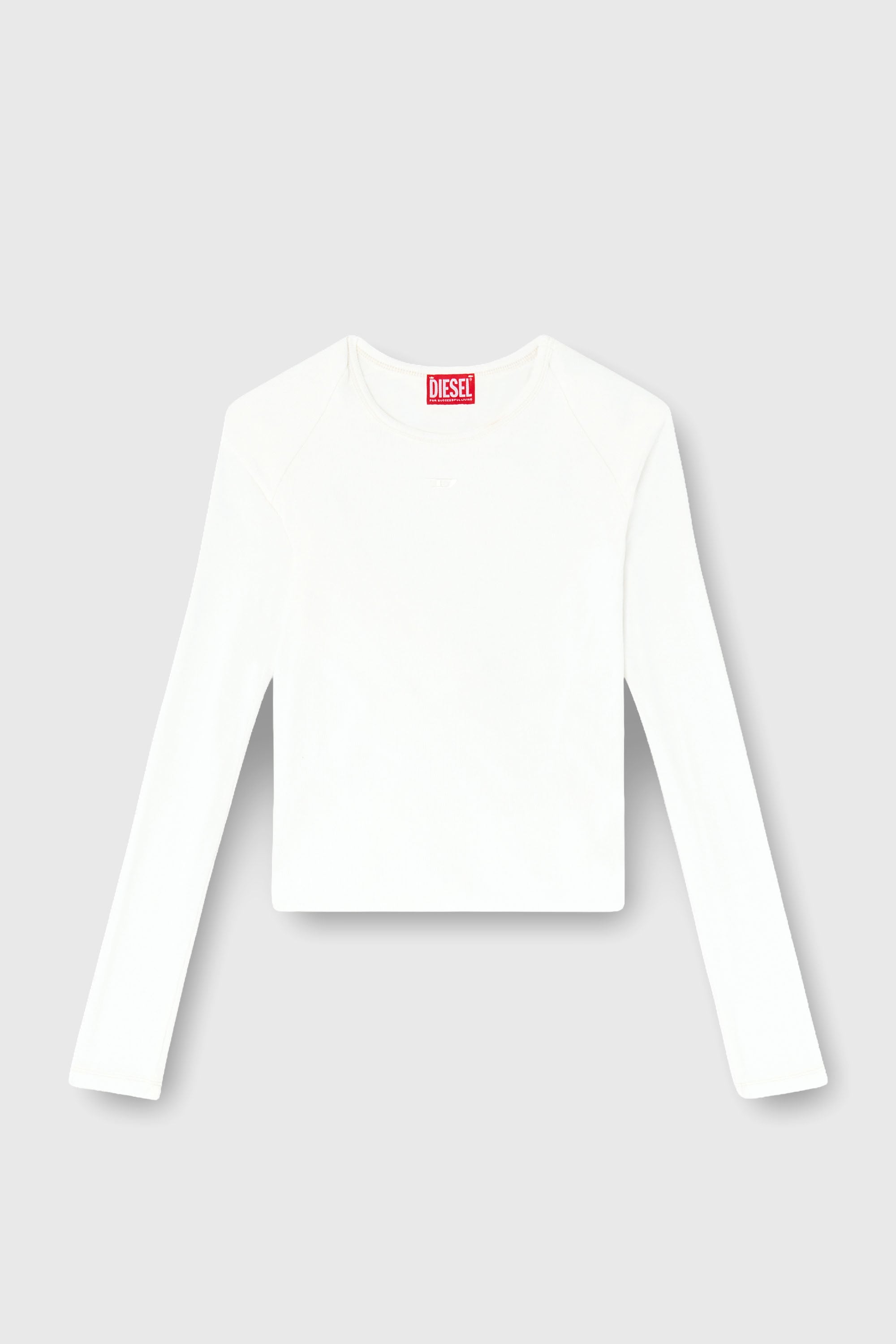 Diesel - T-ASAY-PL, Woman's Rucked-up long-sleeve T-shirt in double-layer jersey in White - 1