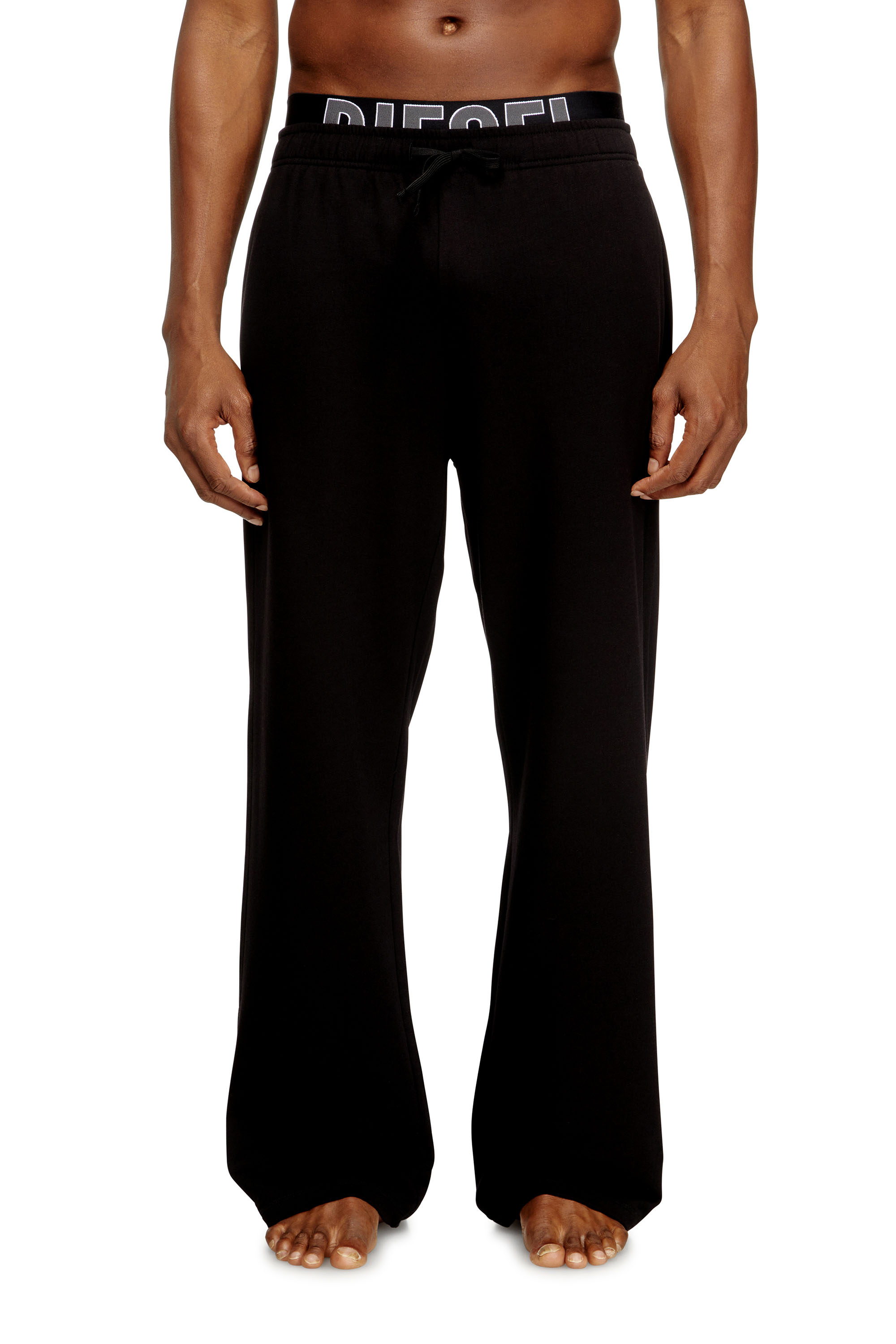Diesel - BRADLEY-D-POP, Man's Logo-waistband lounge pants in cotton terry in Black - 2