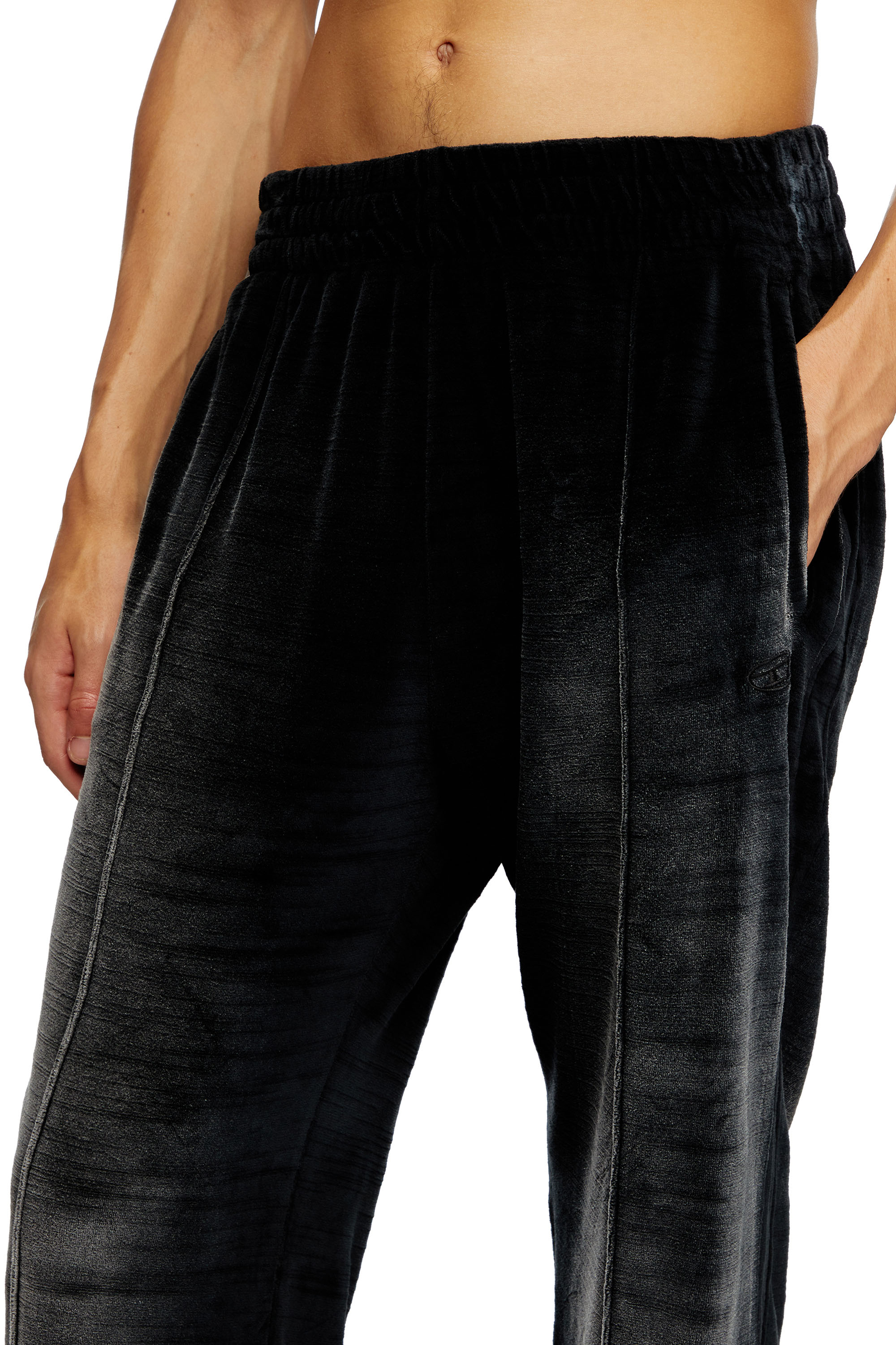 Diesel - P-OZAMP-BAND, Man's Faded velvet track pants in Black - 5