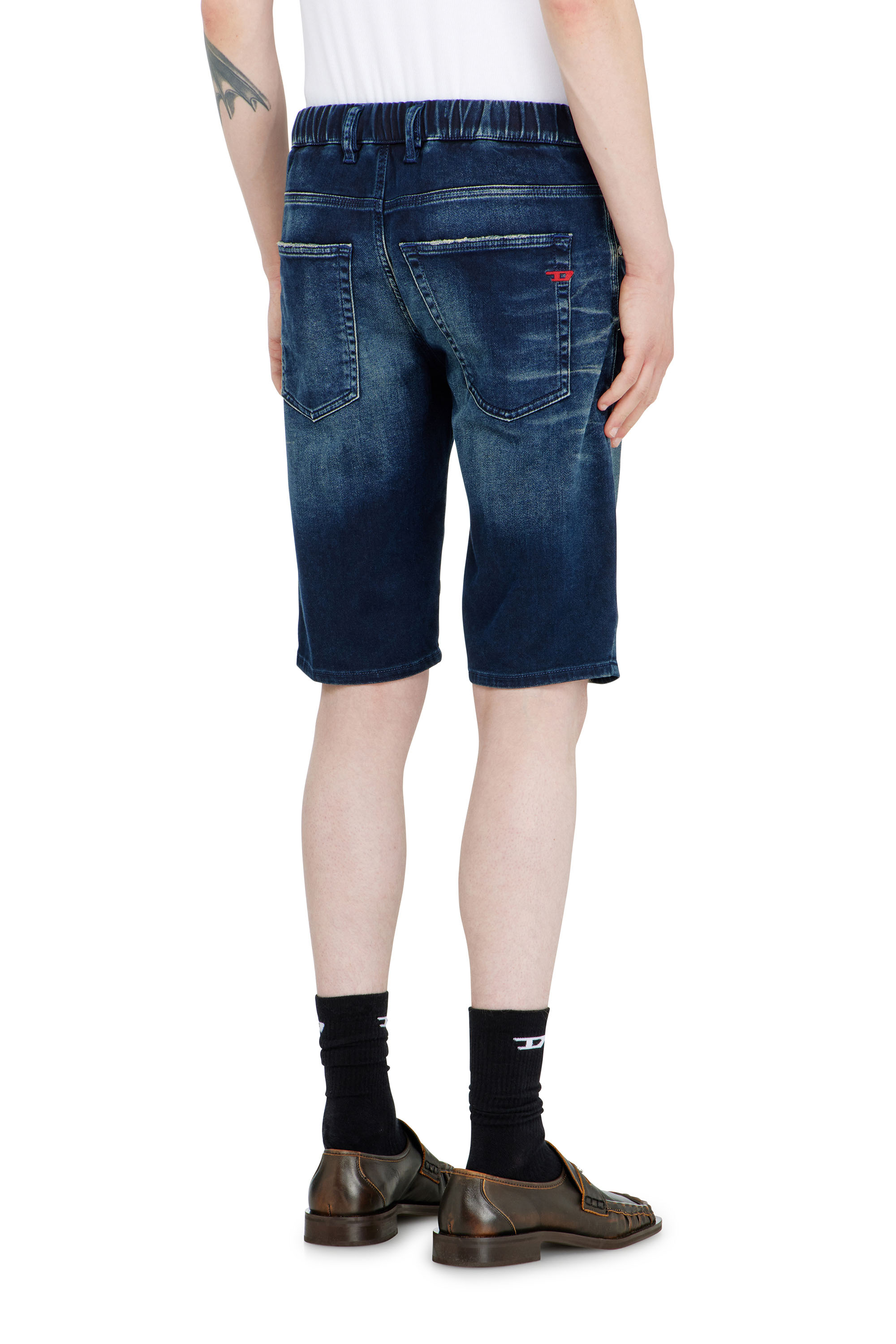 Diesel - 2033 D-KROOLEY-SHORT-BW JOGG, Man's Chino shorts in shaded JoggJeans in Dark Blue - 3
