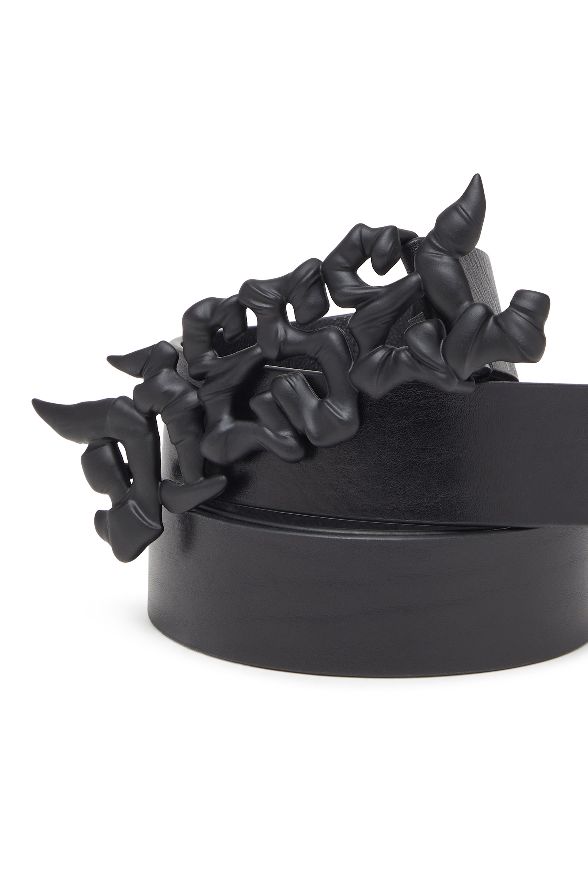 B-GRAFFITI, Black Diesel - B-GRAFFITI, Unisex's 3.5cm pull-up leather belt with graffiti buckle in Black - 3
