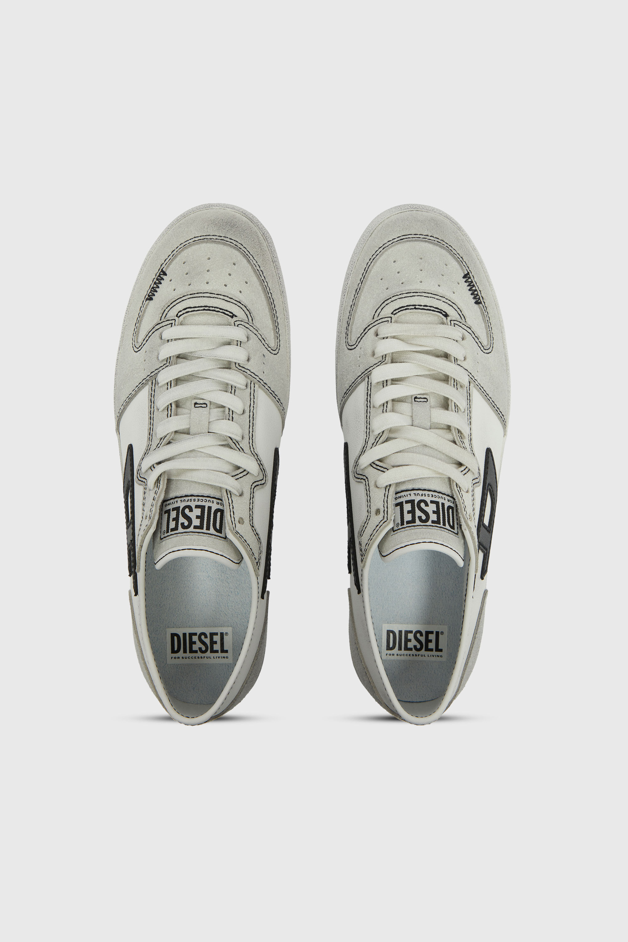 Diesel - S-LEROJI D-2 LOW, Man's S-Leroji-Panelled sneakers with D logo in White - 4