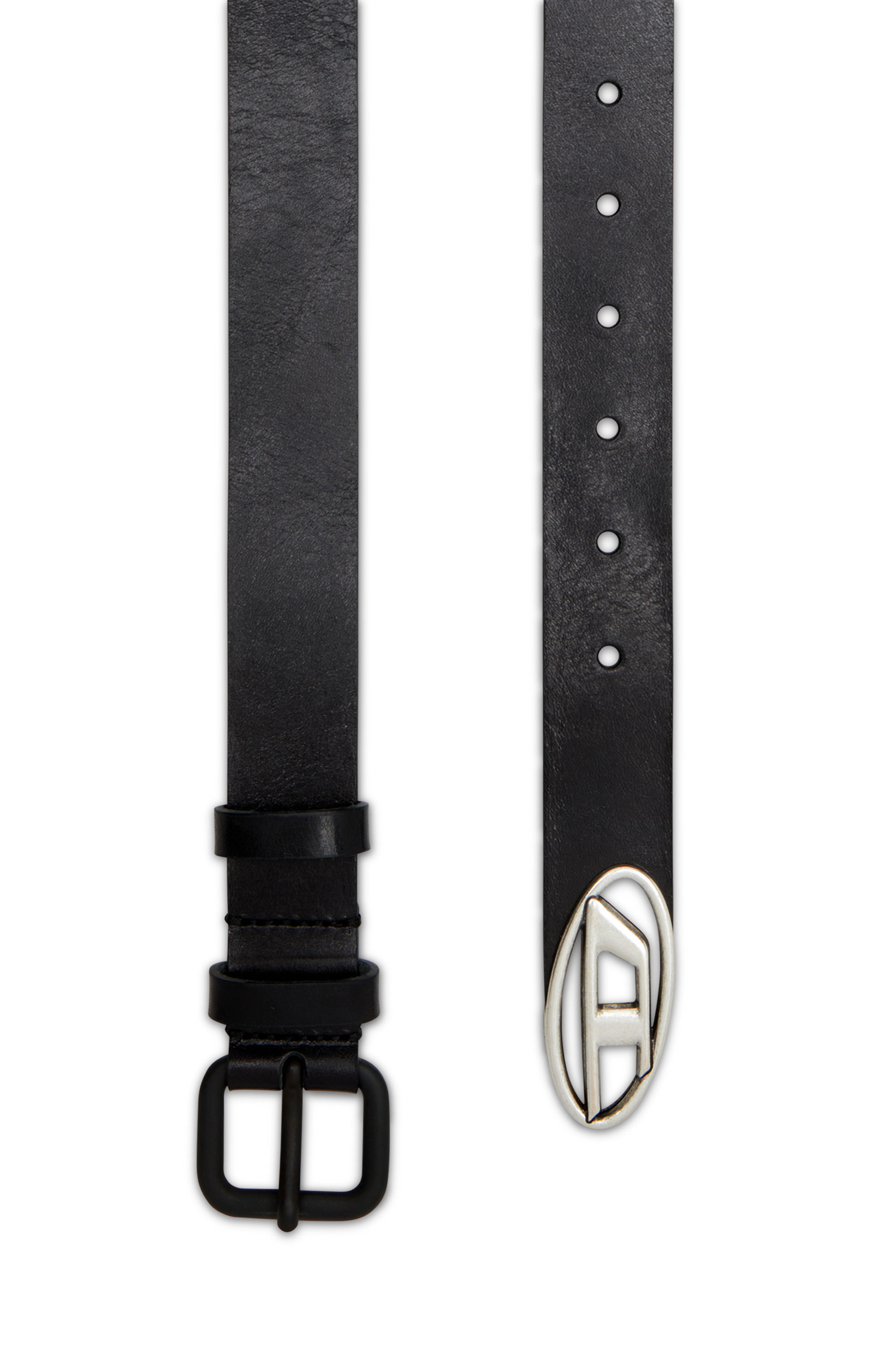 Diesel - B-INLAY, Unisex's Leather belt with oval D logo in Black - 2