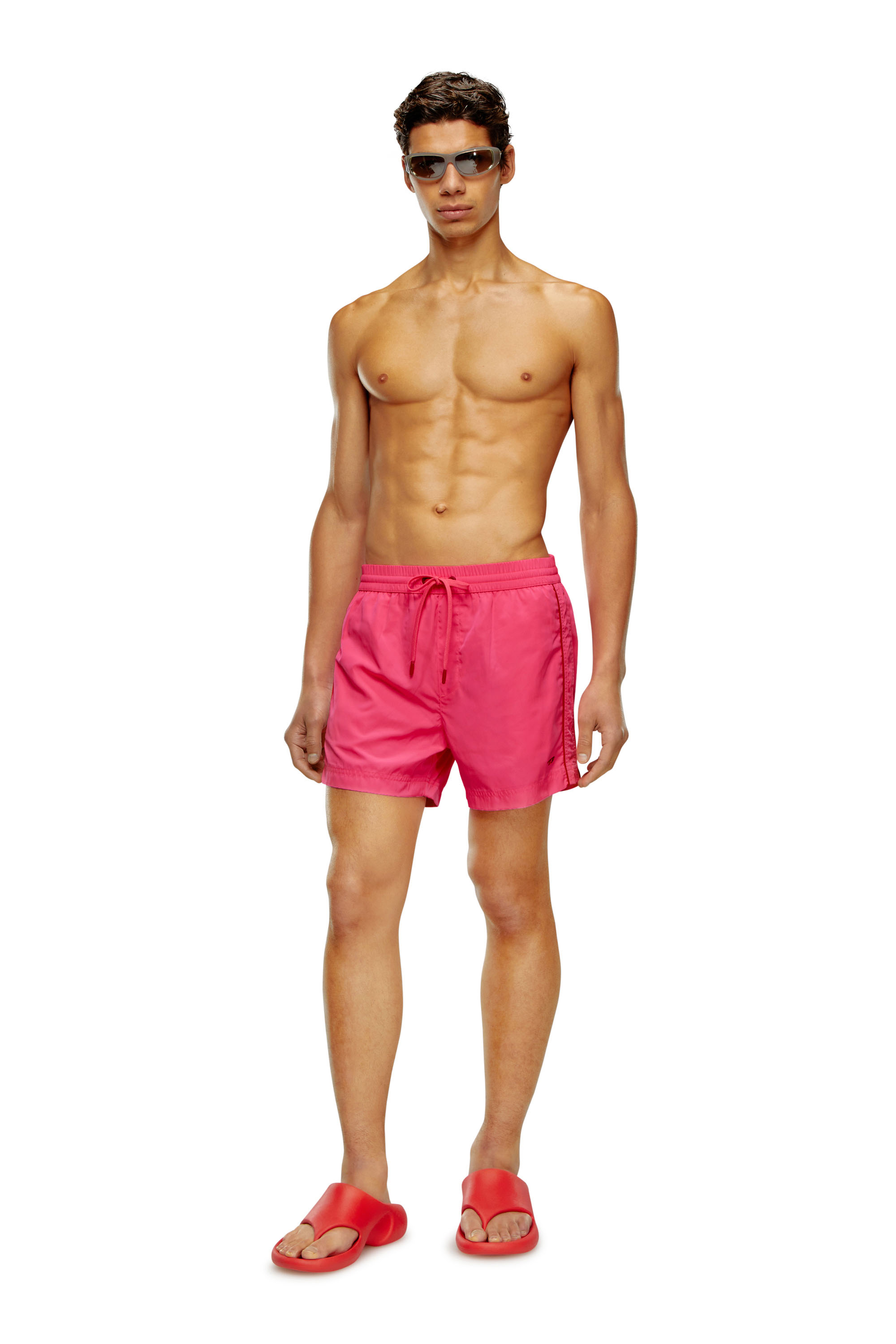 Diesel - BMBX-KEN-37, Man Mid-length swim shorts with piping in Pink - Image 1