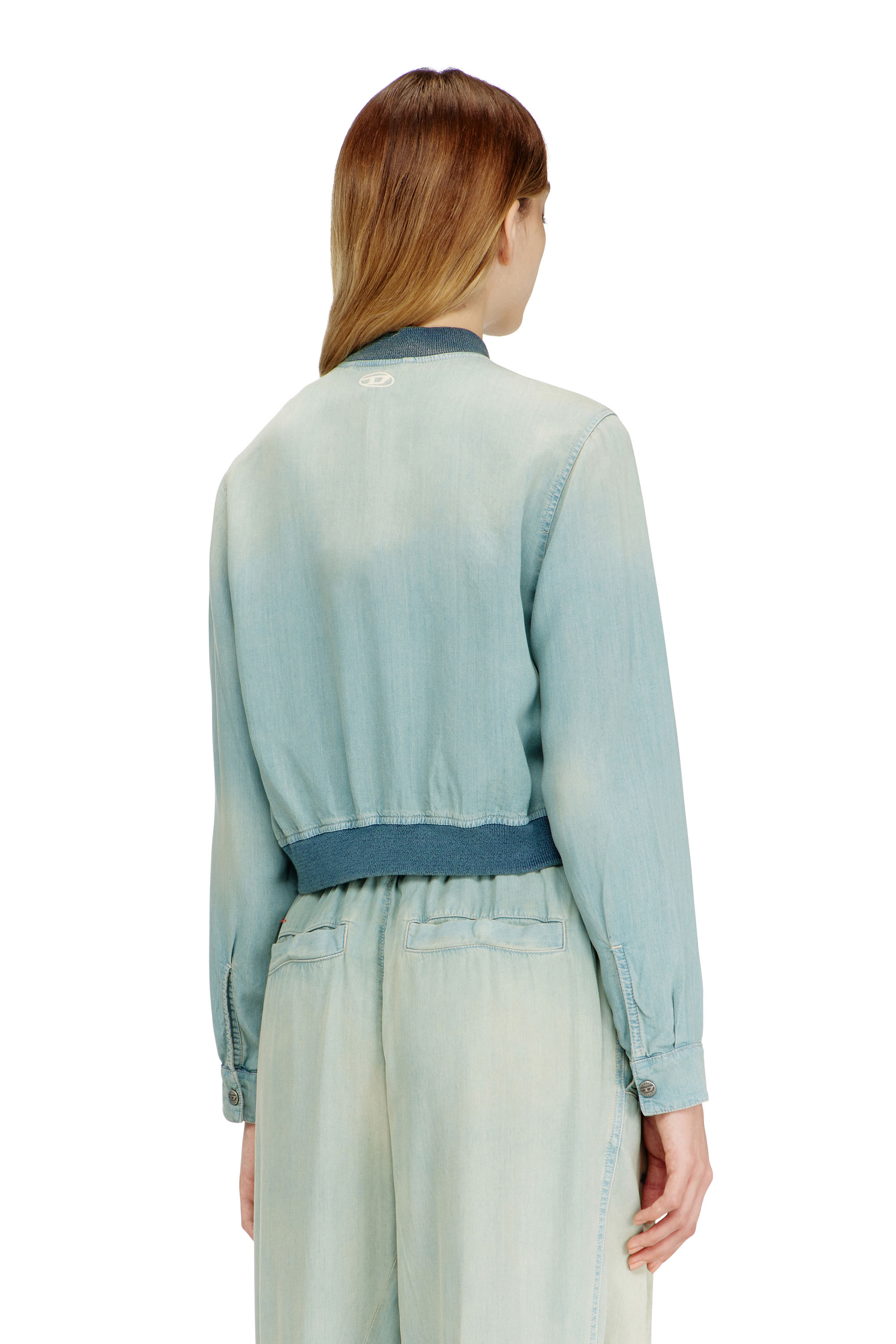Diesel - DE-RANIA-S1, Woman's Bomber-shirt in fluid dirt-effect denim in null - 4