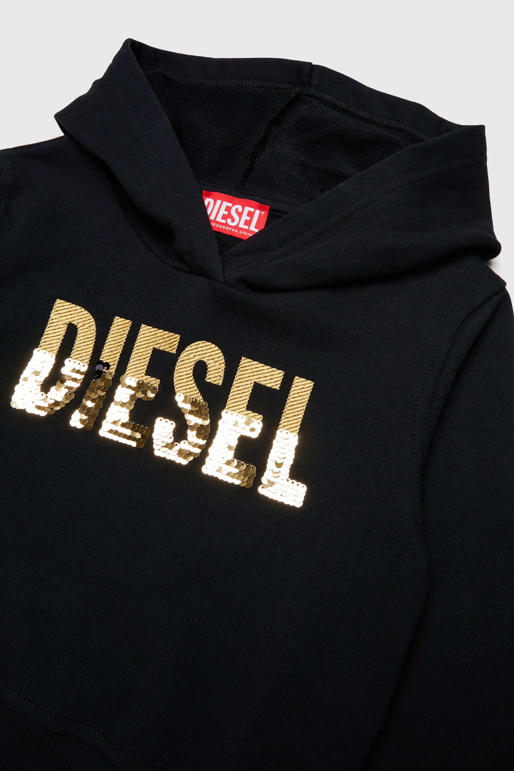 Diesel - SPALLYHOOD, Woman's Hoodie with sequin logo in Black - 3