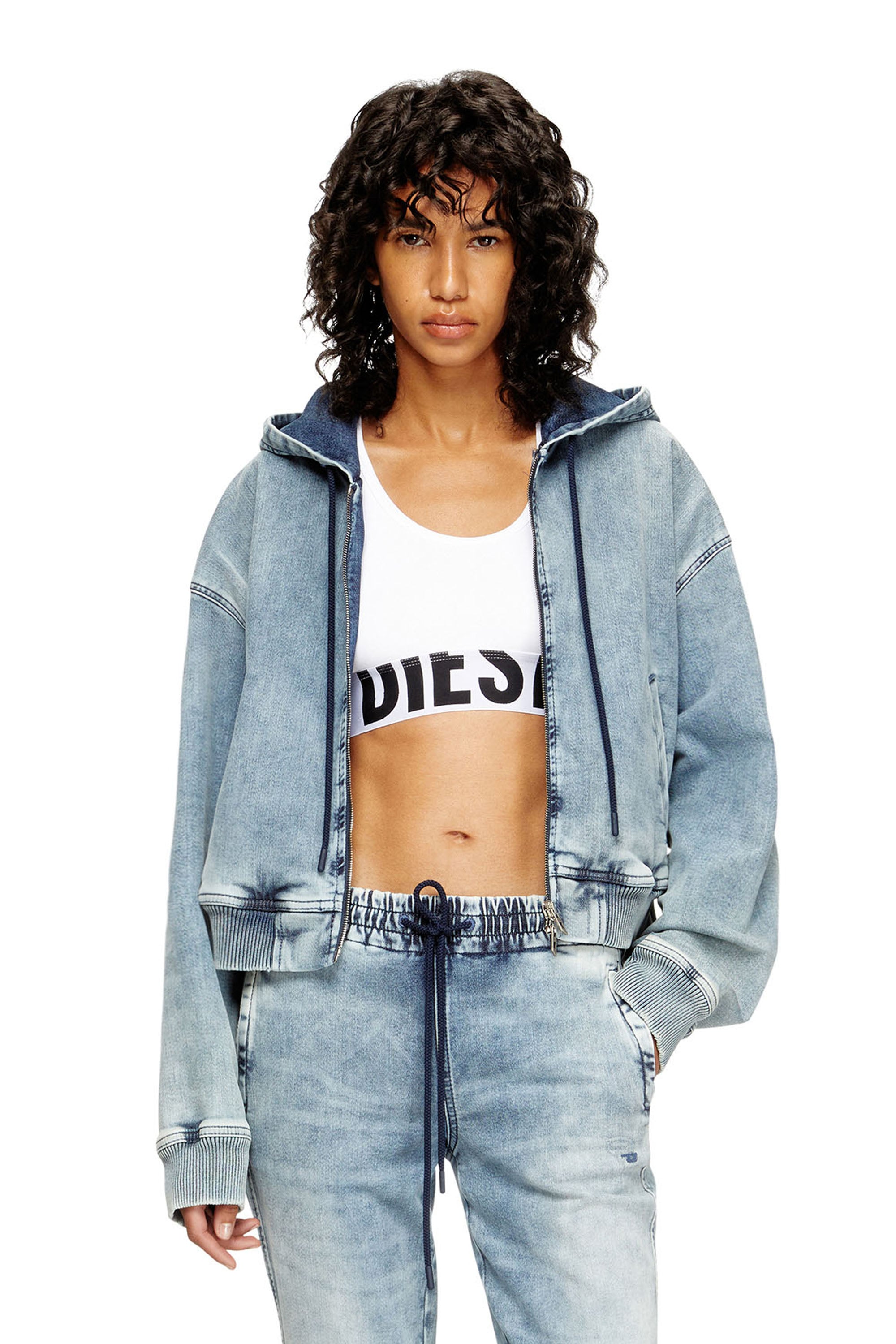 Diesel - UFSB-COTTON-RACE-BRALETTE-XL, Woman's Sports bra with cut-off logo in White - 1