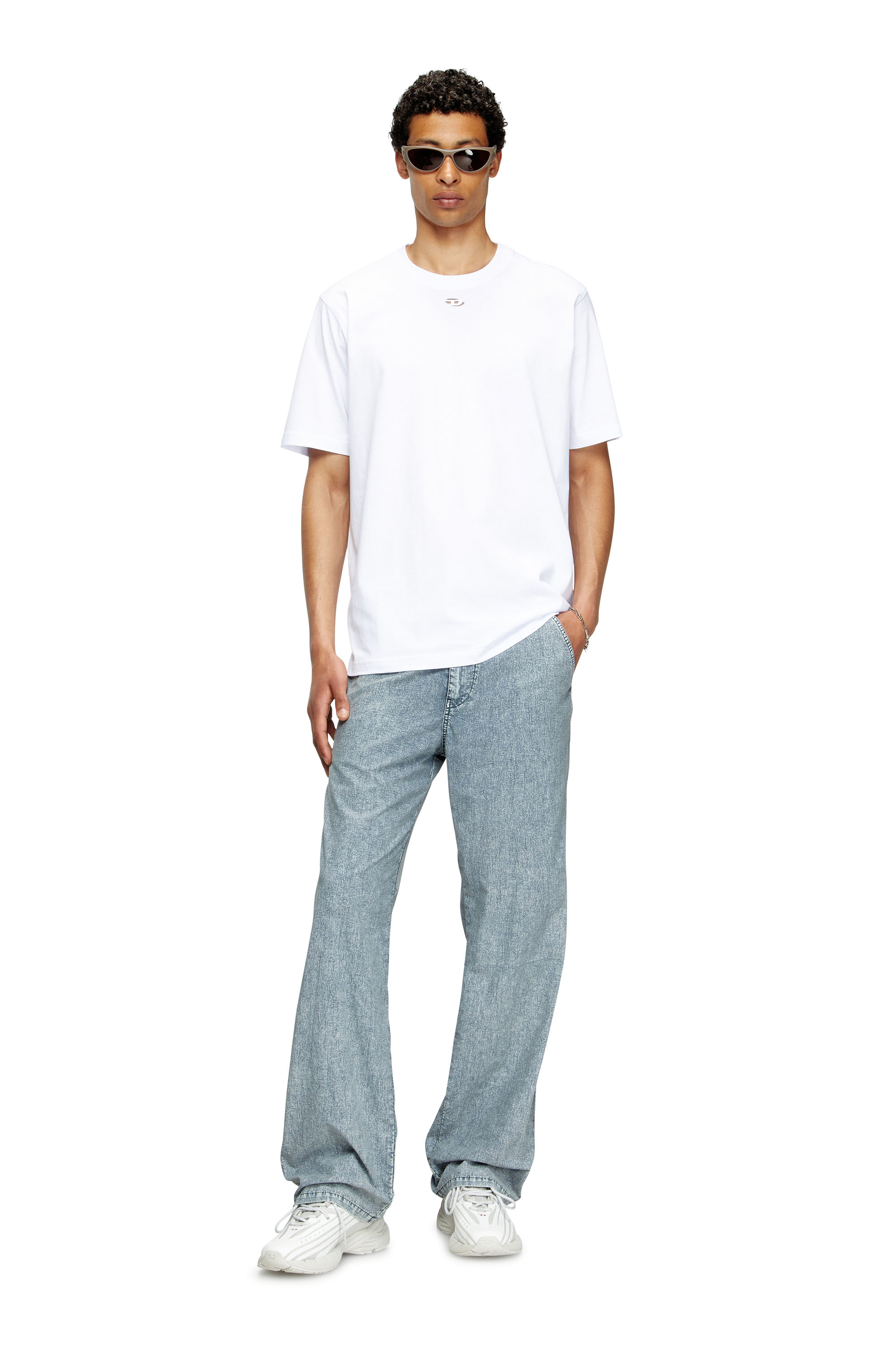 Diesel - T-ADJUST-MAREY, Man's T-shirt with cut-out Oval D in White - 2