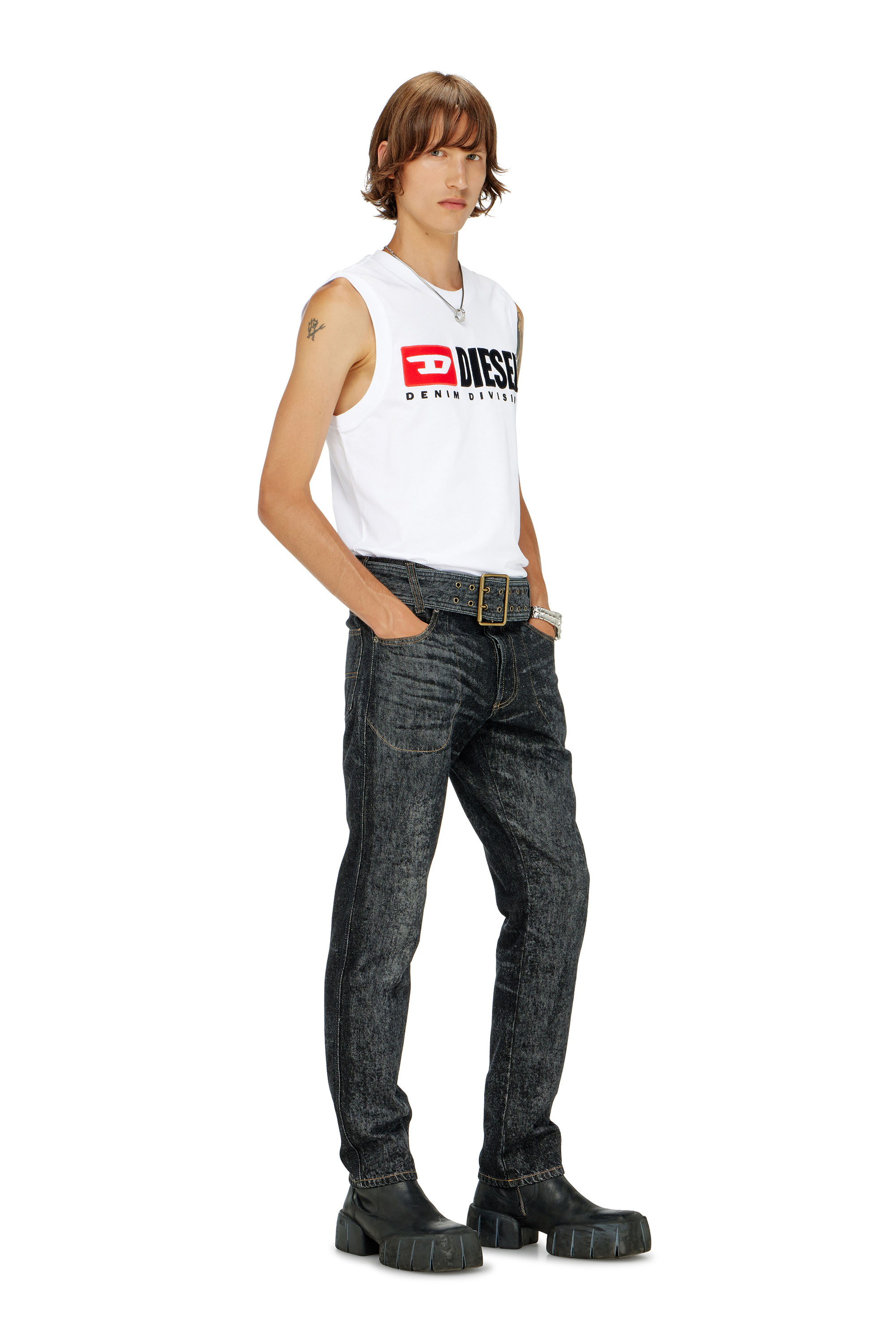 Diesel - T-ISCO-DIV, Man's Tank top with chest logo print in White - 1