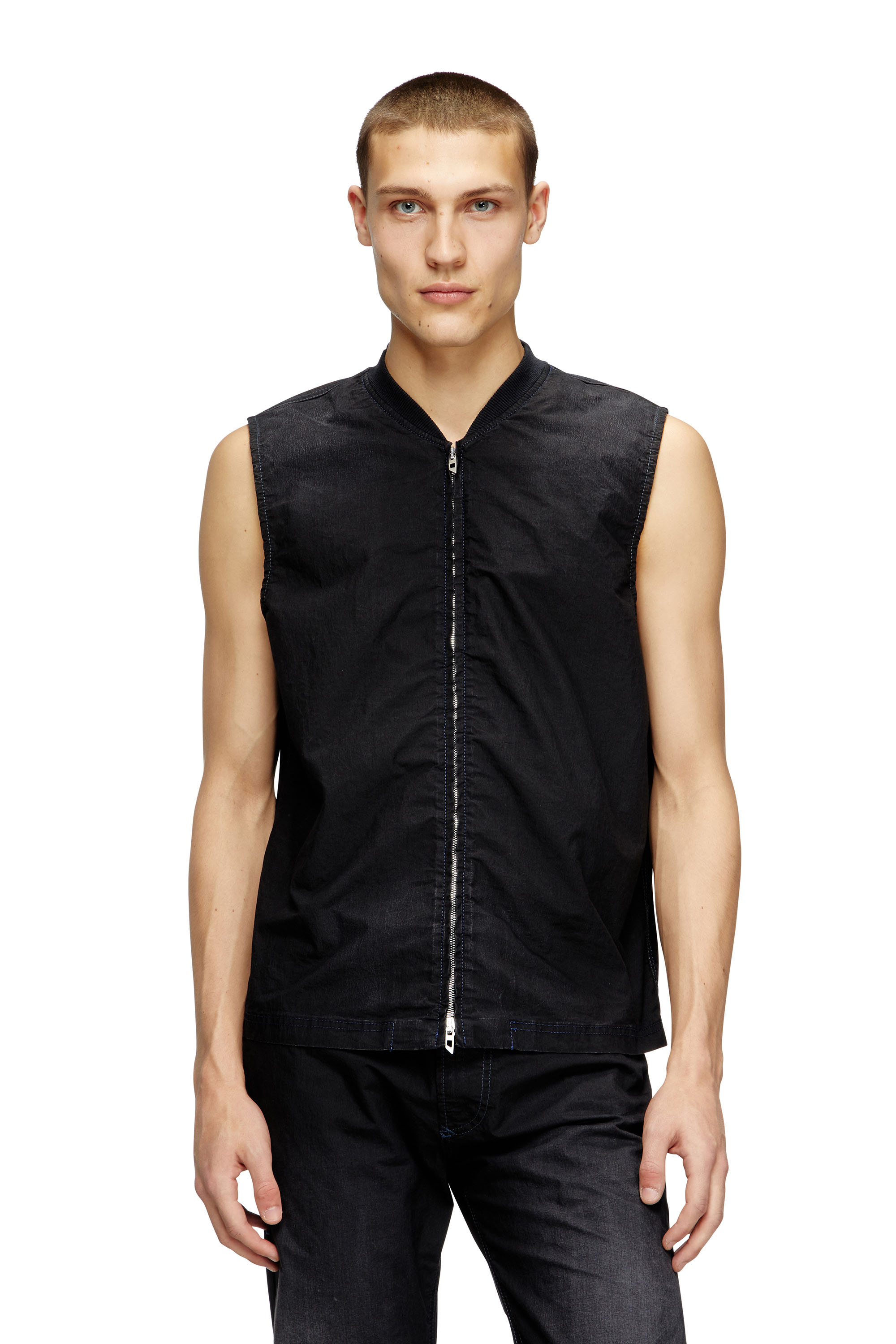Diesel - D-SUND-D-N JOGG, Unisex's Sleeveless technical JoggJeans vest in Black/Dark grey - 2